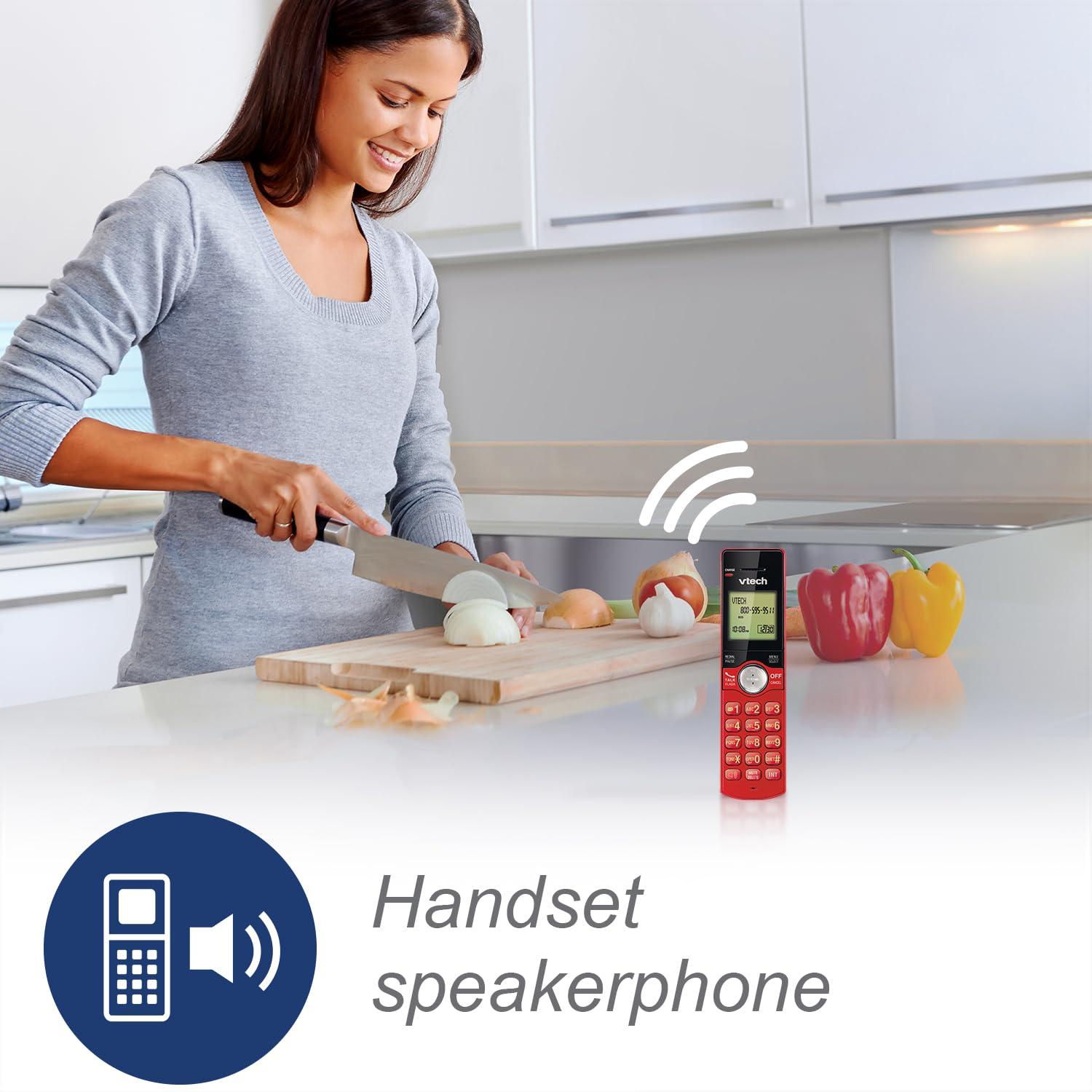 VTech Cordless Phone for Home with Caller ID/Call Waiting, CS6919-16 Landline Phones, Illuminated Keypad, Full Duplex Speakerphone, Wall Mount, Red - Image 5