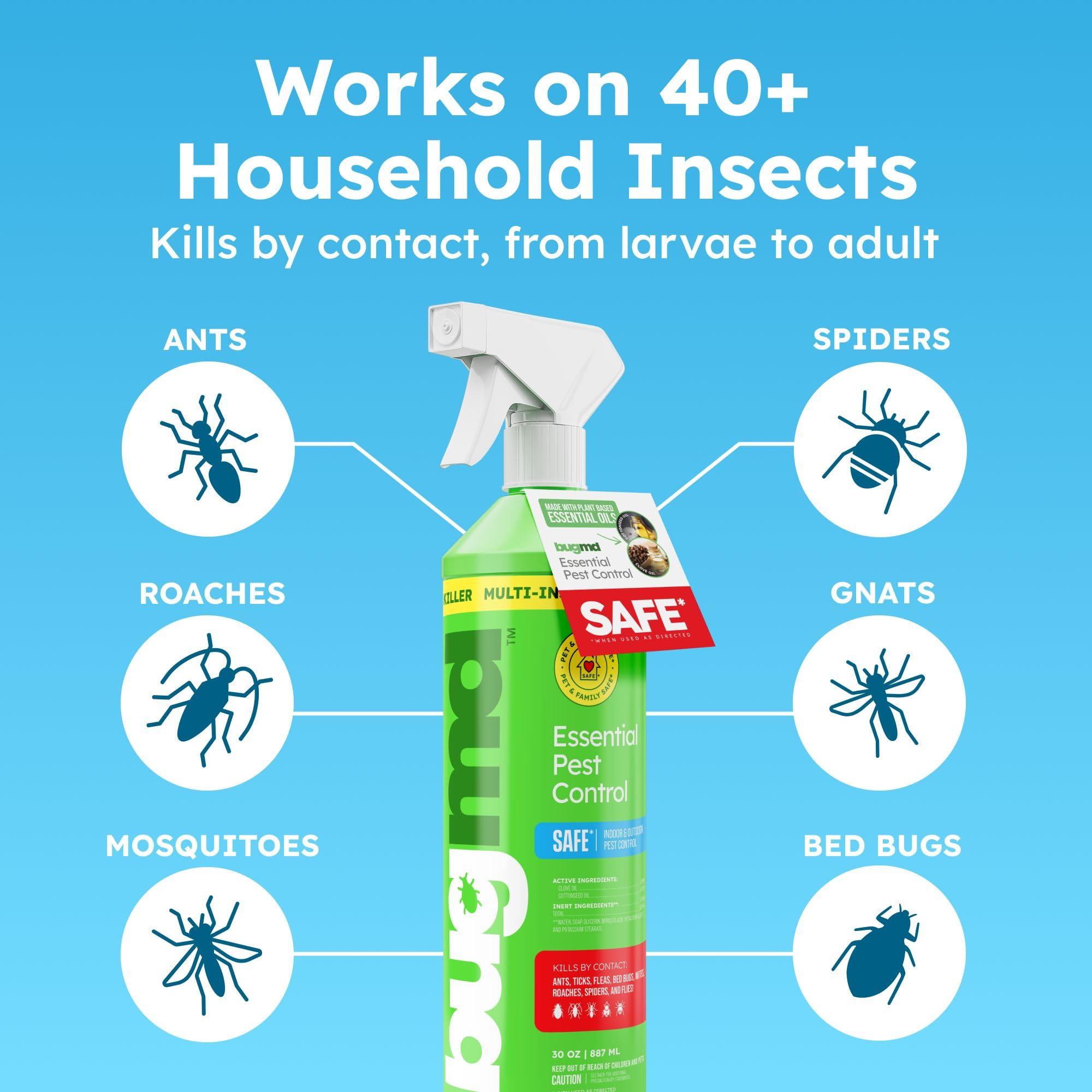 BugMD 30 oz Ant Killer & Bug Spray - Roach and Cockroach Killer Indoor, Spider and Flea Spray for Home, Fly and Insect Defense, Natural, Safe with Essential Oils, Plant-Powered, Pest Control Pack of 2 - Image 4