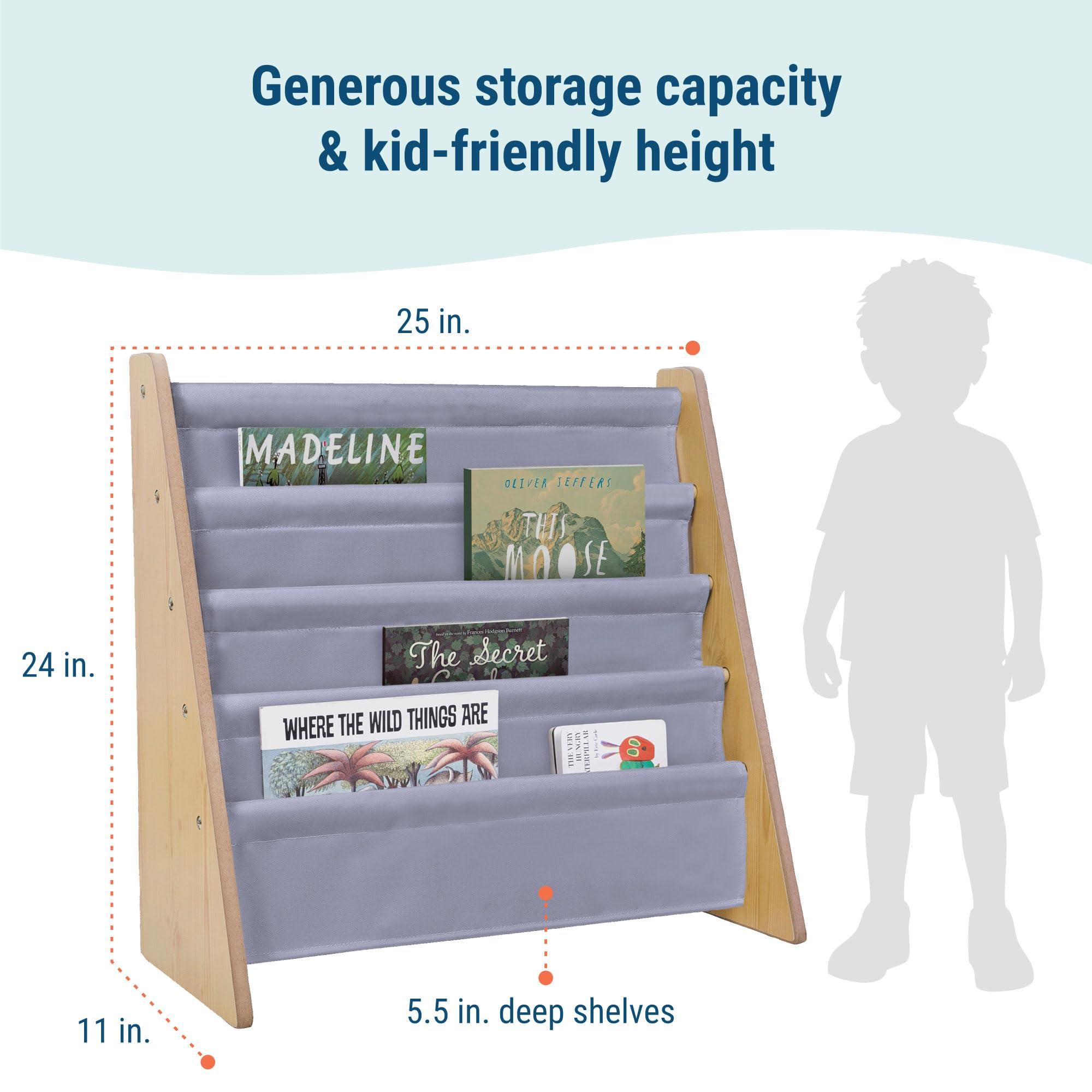 Wildkin Sling Bookshelf, Natural with Grey - Image 3