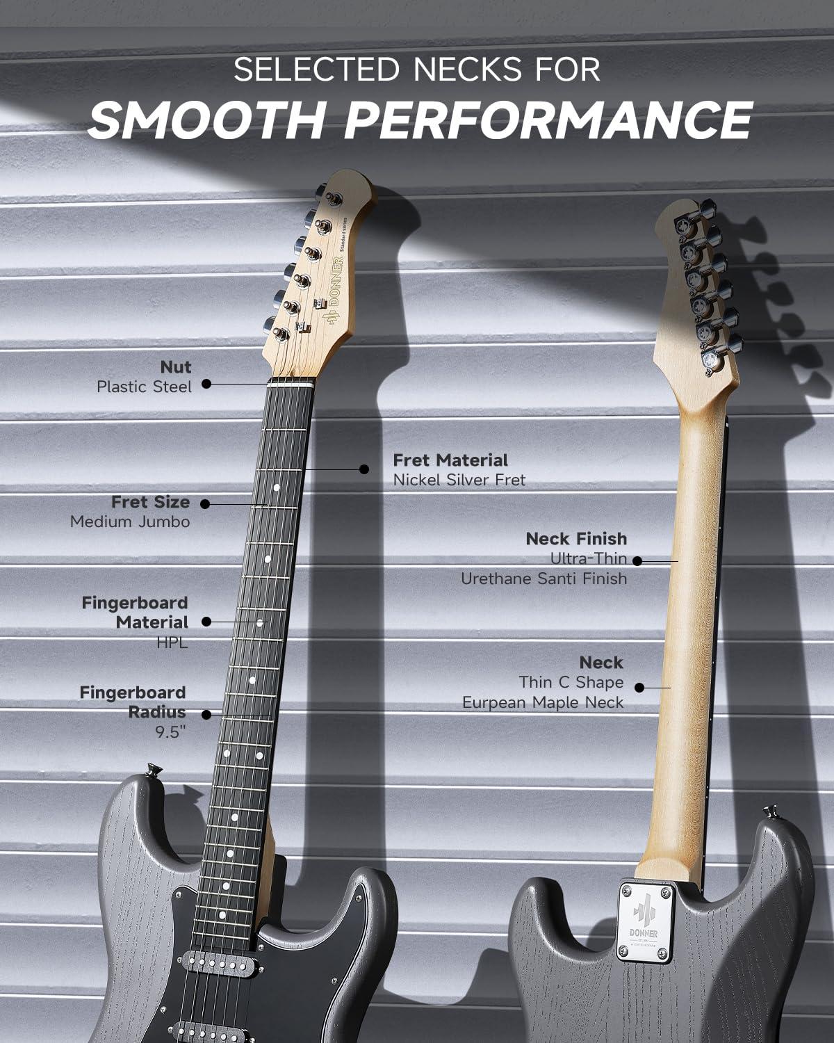 DONNER DST-80 Electric Guitar 39” Beginner Electric Guitar Kit with Amp, Classic SSS Pickup Complete with Gig Bag, Tuner, Capo, Strap, Picks, and Free Online Lessons - Image 4