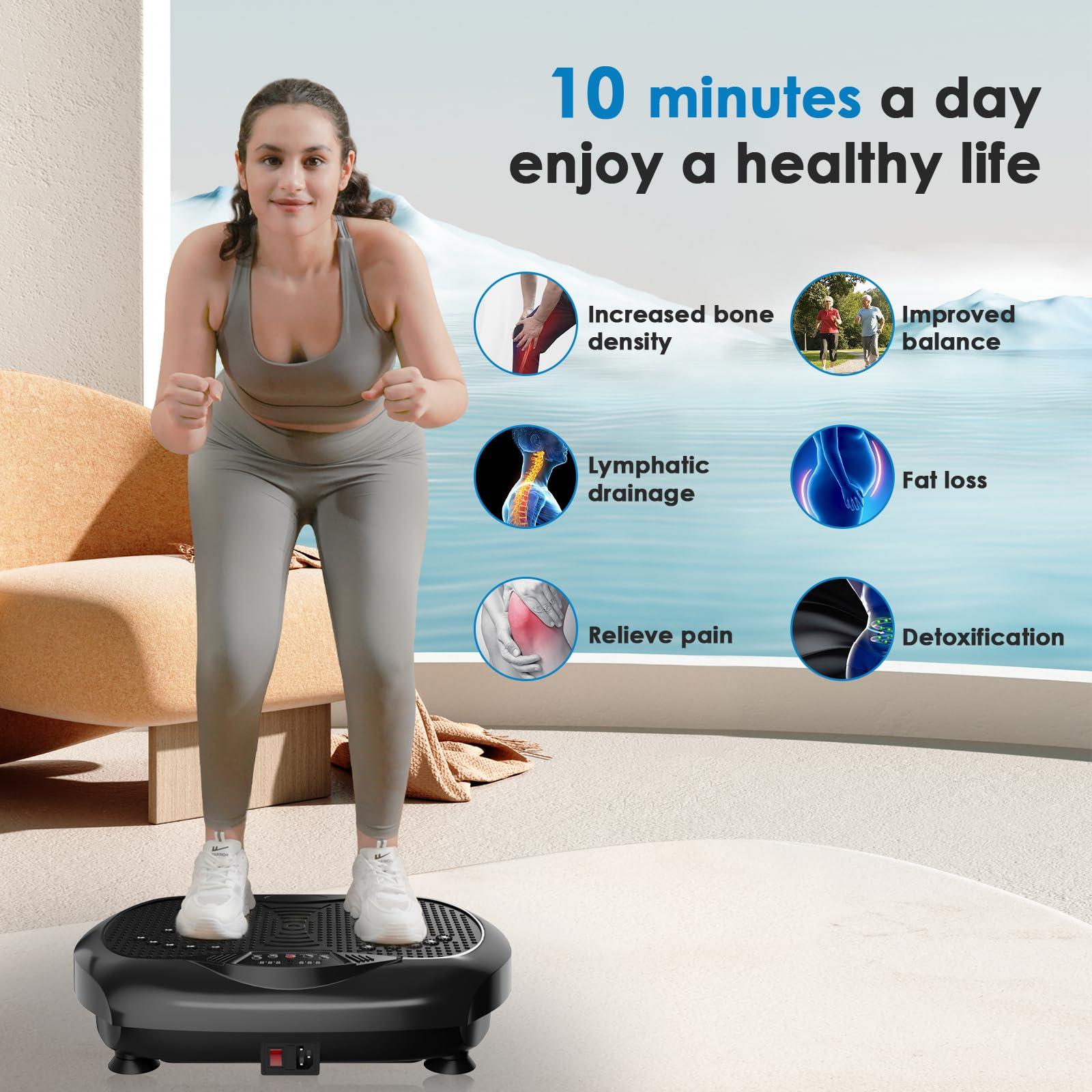 Natini Vibration Plate Exercise Machine - Whole Body Workout Vibration Platform Lymphatic Drainage Machine for Weight Loss Home Fitness with Resistance Bands Remote - Image 2