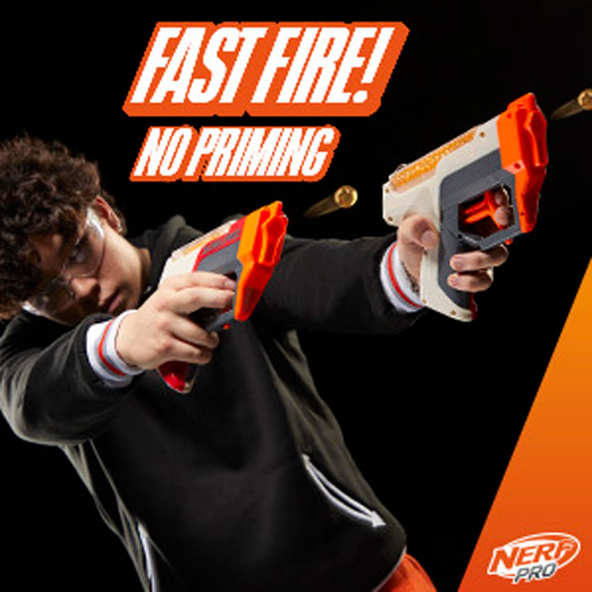 NERF Pro Gelfire Dual Wield Pack, 2 Blasters, No-Prime Firing, 5000 Gelfire Rounds, 2X 100 Round Integrated Hoppers, 2 Eyewear, Ages 14 & Up - Image 4