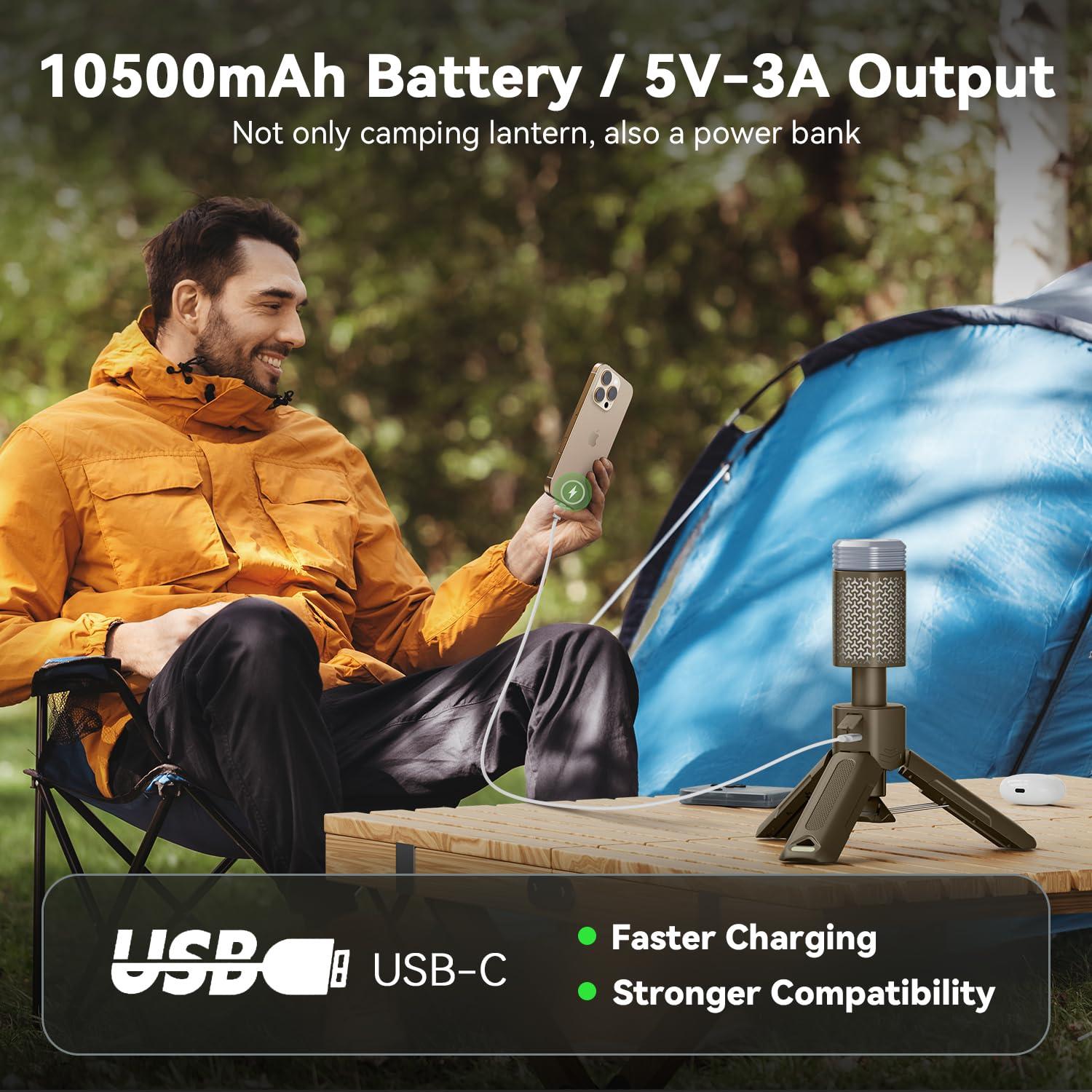 MORIKO Camping Lights Rechargeable Telescopic, Portable Collapsible Magnetic Lantern Camping Essentials, 10,500mAh IP67 Waterproof LED Flashlights, Camping Gear for Hiking Fishing Travel Emergency - Image 3