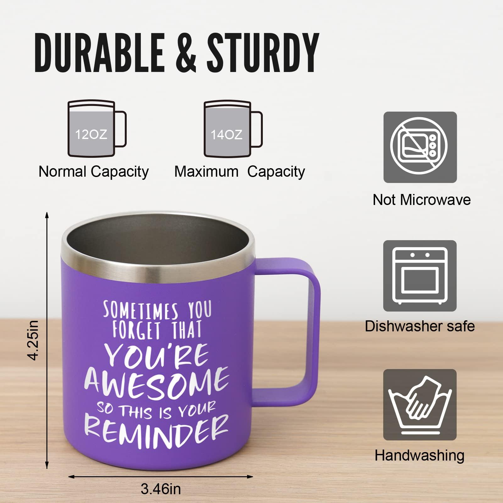NOWWISH Inspirational Gifts for Women Wife, Sometimes You Forget You're Awesome Coffee Mug, Birthday Mothers Day for Mom Daughter Wife, 14Oz Purple - Image 3