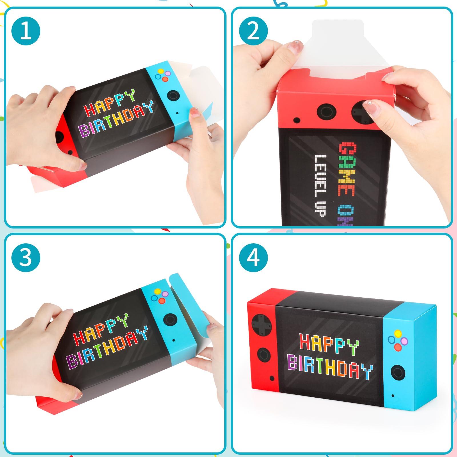 Video Game Party Favor Boxes - 16 PCS Gamer On Theme Gifts Boxes for Boys Kid Birthday Decorations Video Game Controller Shape Goodie Candy Bags Gamer Party Supplies - Image 3