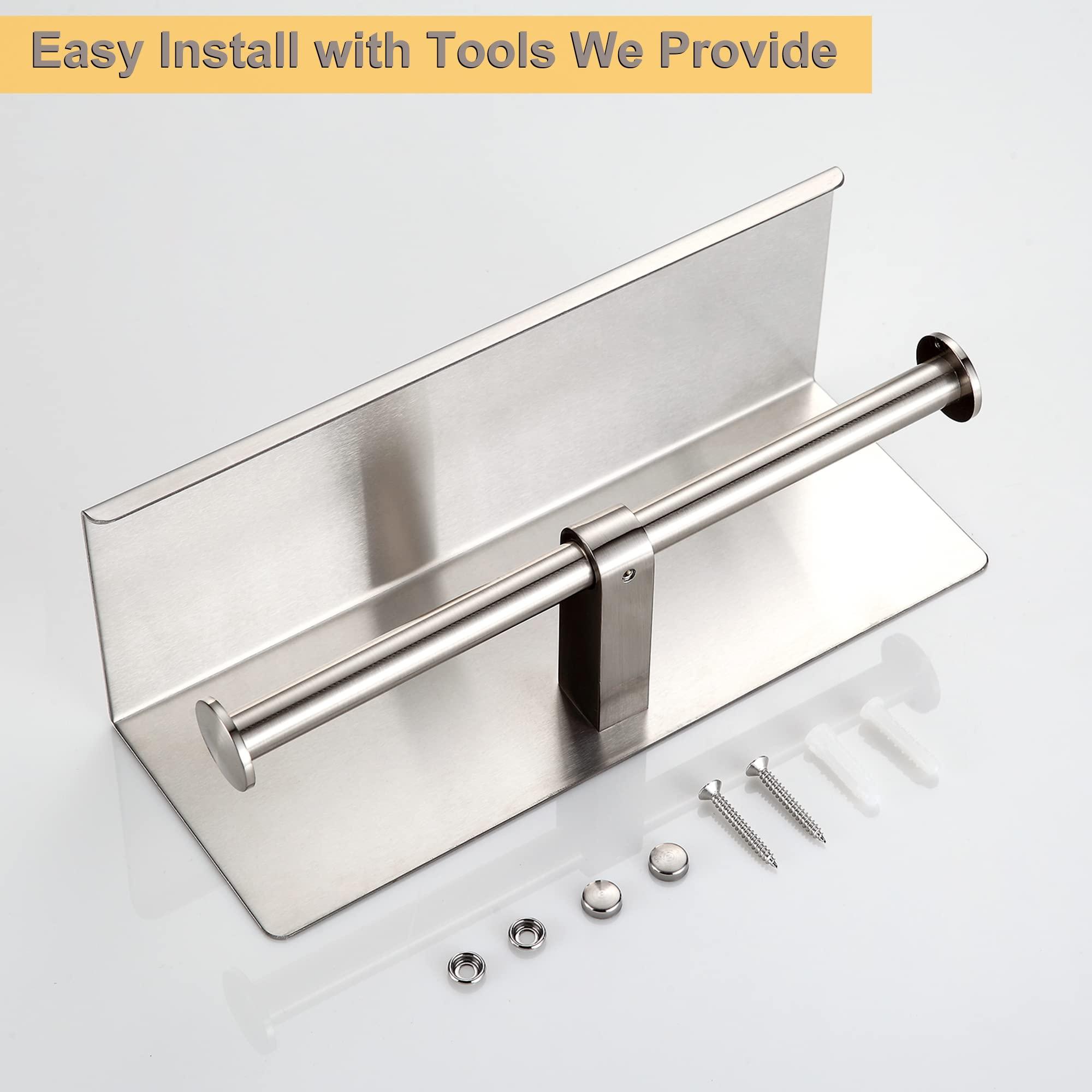 BGL Toilet Paper Holder with Shelf Brushed Nickel Double Head Toilet Tissue Roll Holder 304 Stainless Steel Wall Mount for Bathroom - Image 7