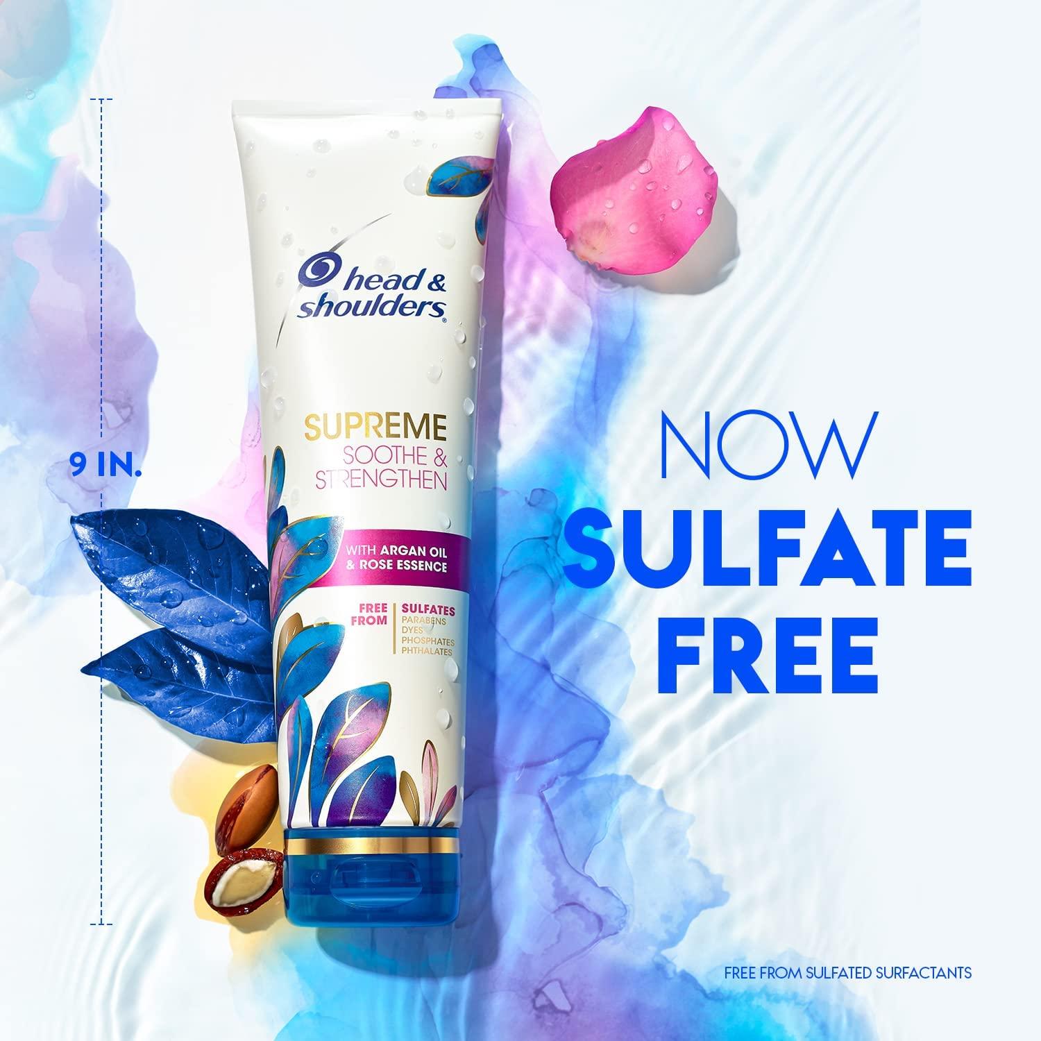 Head & Shoulders Supreme Sulfate Free Shampoo and Conditioner Set for Dry Scalp and Dandruff Treatment, Soothe and Strengthen with Argan Oil and Rose Essence, 21.2 Fl Oz - Image 2