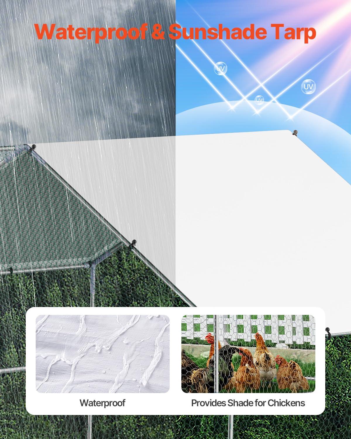 VEVOR Large Metal Chicken Coop, 9.8x13.1x6.5 ft Large Walk in Chicken Runs for Yard with Cover, Hen House Enclosure with Security Lock, Outdoor Duck Rabbit Cage Poultry Pen for Backyard, Farm, Yard - Image 7