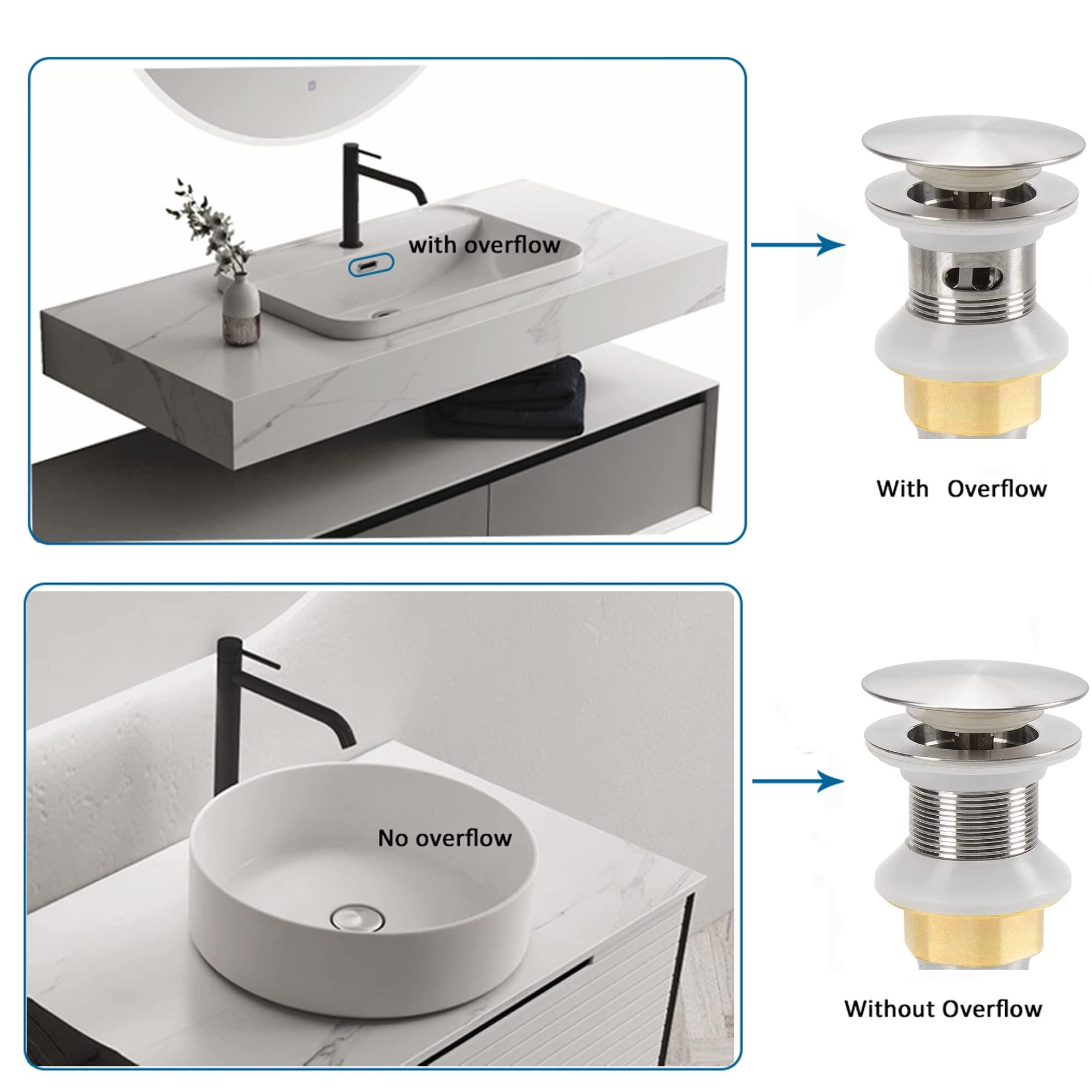 Rockgoya Bathroom Sink Drain,Drain Stopper Bathroom Sink with Overflow,Pop Up Drain Assembly with Detachable Strainer Basket,Built-in Anti-Clogging Strainer,Stainless Steel Brushed Nickel - Image 4