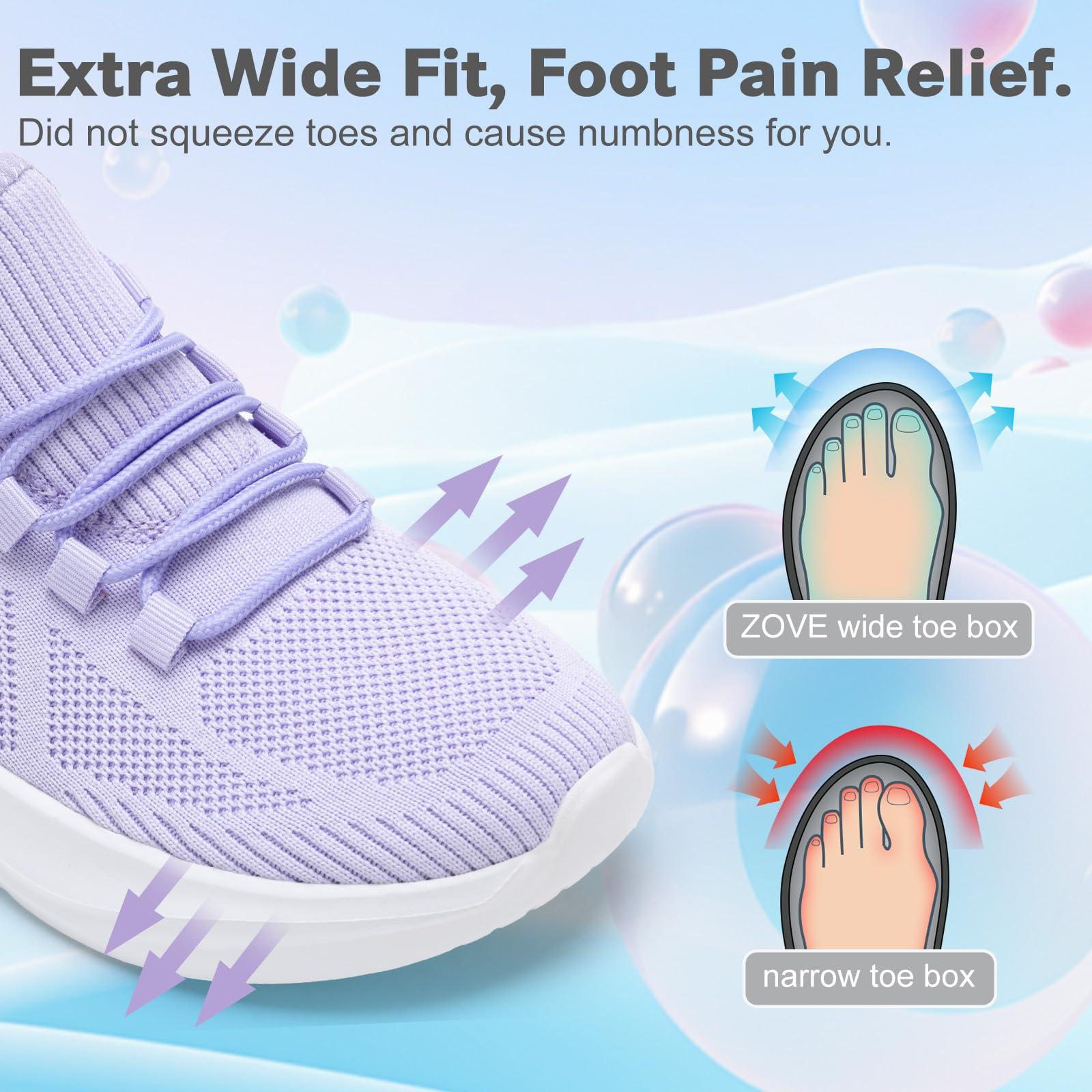 ZOVE Wide Toe Box Shoes Women Extra Wide Width Tennis Sneakers Ultra Light Running Shoes for Women Non-Slip Diabetic Walking Gym Workout Trainer - Image 2