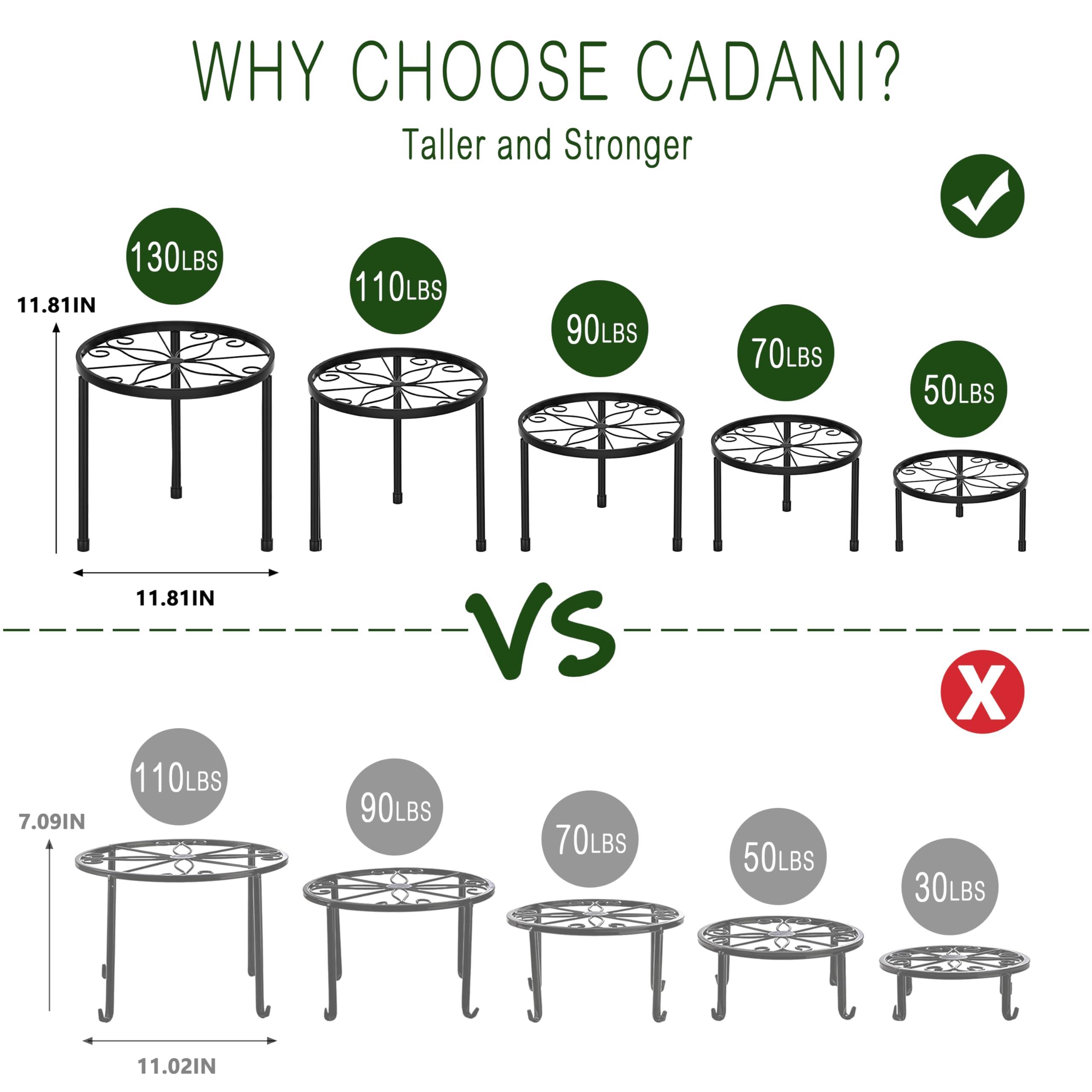 CADANI 5-Pack Metal Plant Stands for Outdoor Indoor, Anti-Rust Iron Flower Pot Stand, Heavy Duty Plant Pot Shelf for Multiple Plant, Decoration Racks for Home, Patio & Garden - Image 2