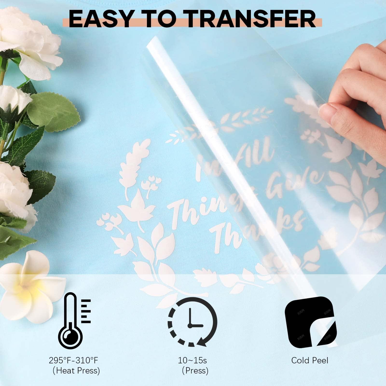 HTVRONT Heat Transfer Vinyl White HTV Rolls - 12" x 20ft White Iron on Vinyl for All Cutter Machine, HTV Vinyl for Shirts - Easy to Cut & Weed for Heat Transfer Design - Image 6