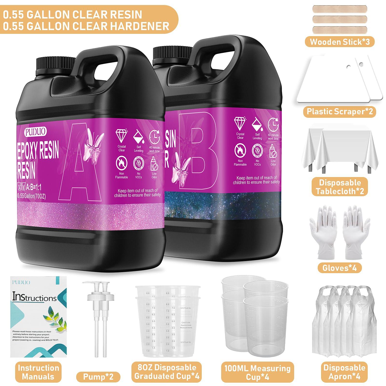 Puduo Epoxy Resin Kit 1.1Gallon，Newly Formulated Crystal Clear Epoxy Resin，Strong, Bubble-Free, Anti-Yellowing Art Resin That，Suitable for Casting, DIY, Resin Art, Molds, Easy to Mix 1:1 Ratio - Image 6
