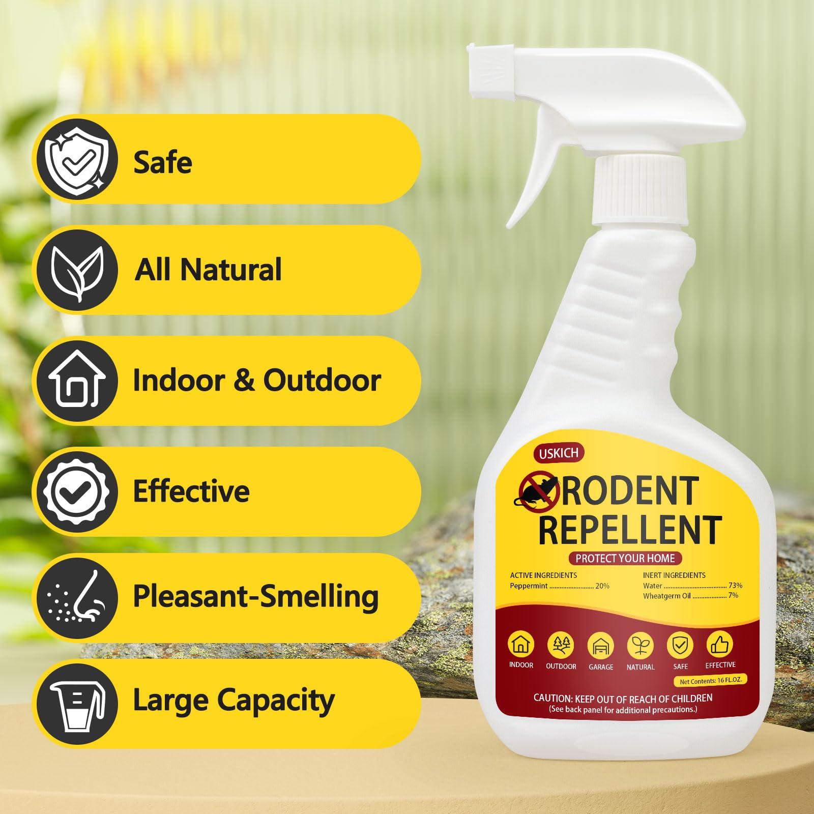 2Pack Peppermint Oil Spray for Rodents -Rodent Repellent & Mouse Repellent Spray, Natural Mice Repellent with Wheatgerm Oils - Safe Indoor & Outdoor Use,16oz - Image 2