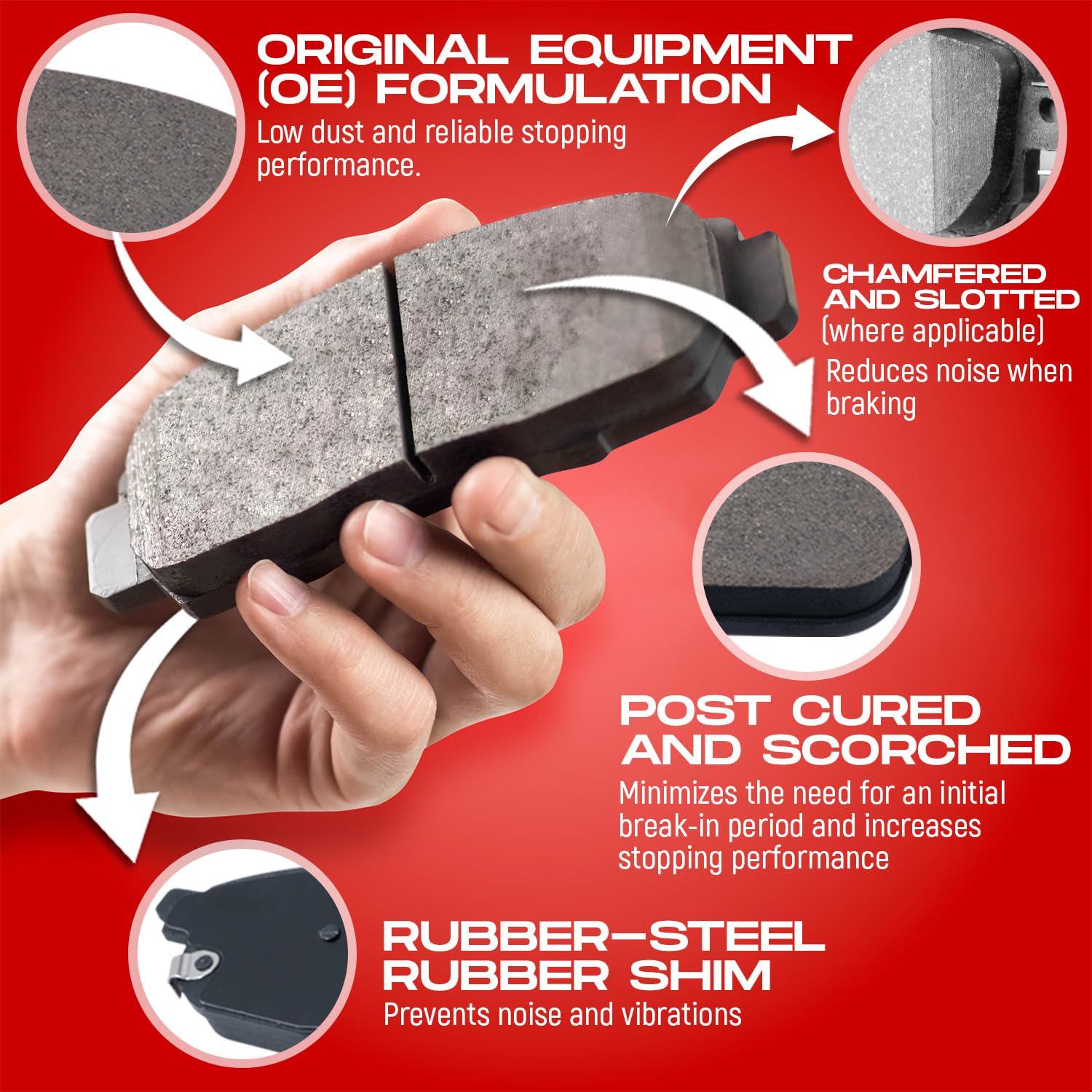 R1 Concepts Front and Rear Brakes and Rotors| Front and Rear Optimum OEp Brake Pads and Rotors Kit| Fits 2007-2009 Chrysler Aspen, Dodge Durango; 2006-2010 Dodge Ram 1500; 2011-2024 Ram 1500 - Image 4