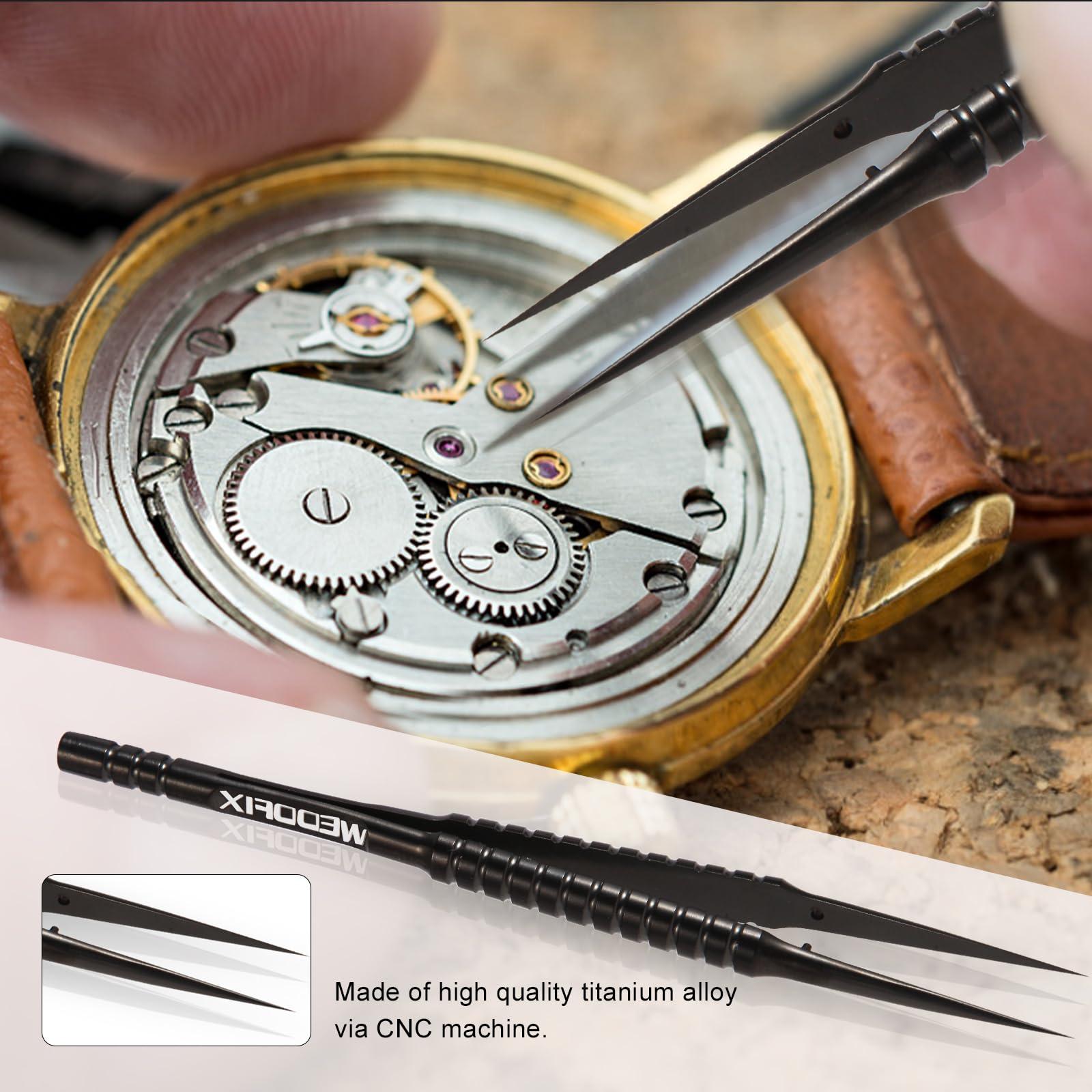 WEDOFIX Ultra Fine Precision Titanium Tweezers with Sharp Tips Non-magnetic Anti-corrosive Black Tweezers for Micro Soldering Work Electronics Jewelry Making - Image 2