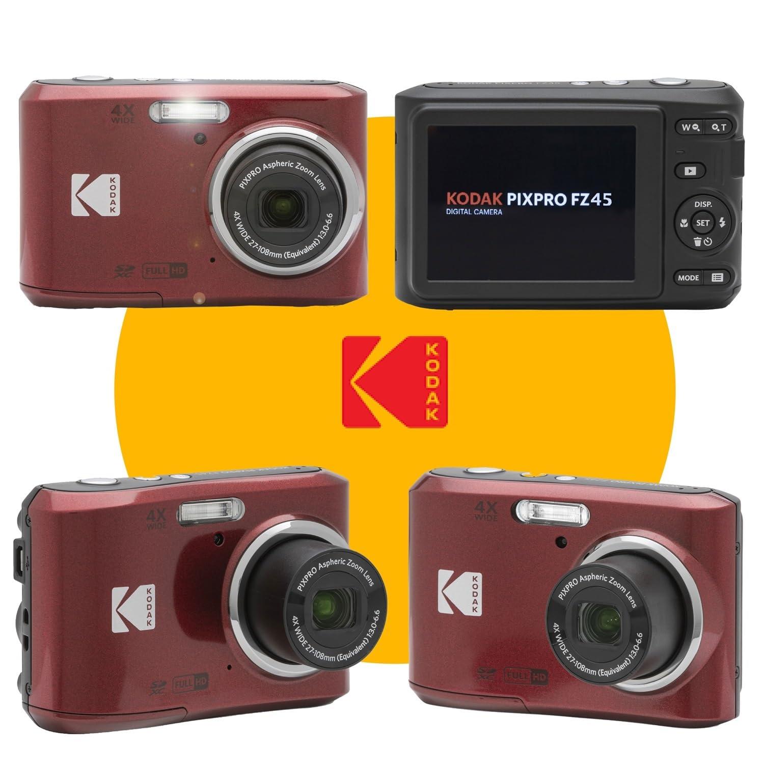 KODAK PIXPRO FZ45 16MP Digital Camera with 4X Optical Zoom 27mm Wide Angle and 2.7" LCD Screen Bundle with 32GB SD Memory Card, AA Batteries (4 Pack), Lens Cleaning Cloth (Red) - Image 3