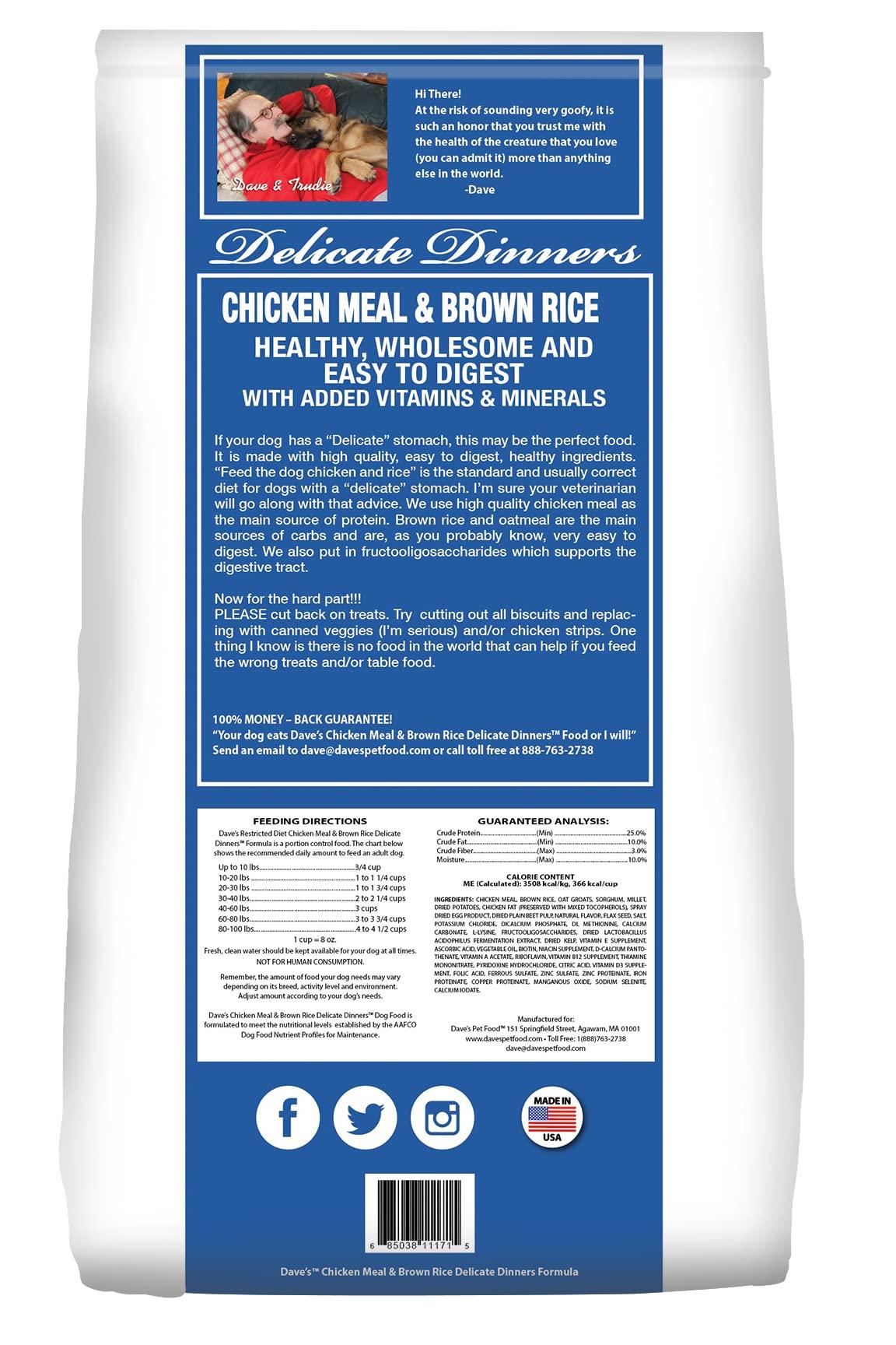 Dave's Natural Pet Food | Restricted Diet Chicken Meal & Brown Rice Dry Dog Food | Solve Food Sensitivities Naturally | Family Owned, Made in USA, for All Life Stages | 4# Bag - Image 3
