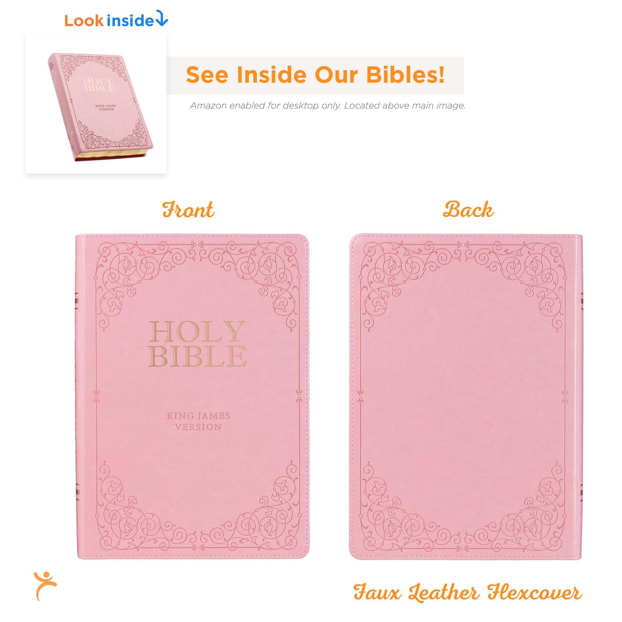 KJV Holy Bible, Giant Print Full-size Faux Leather Red Letter Edition - Thumb Index & Ribbon Marker, King James Version, Pink (KJV Full Size GP Editions) - Image 2