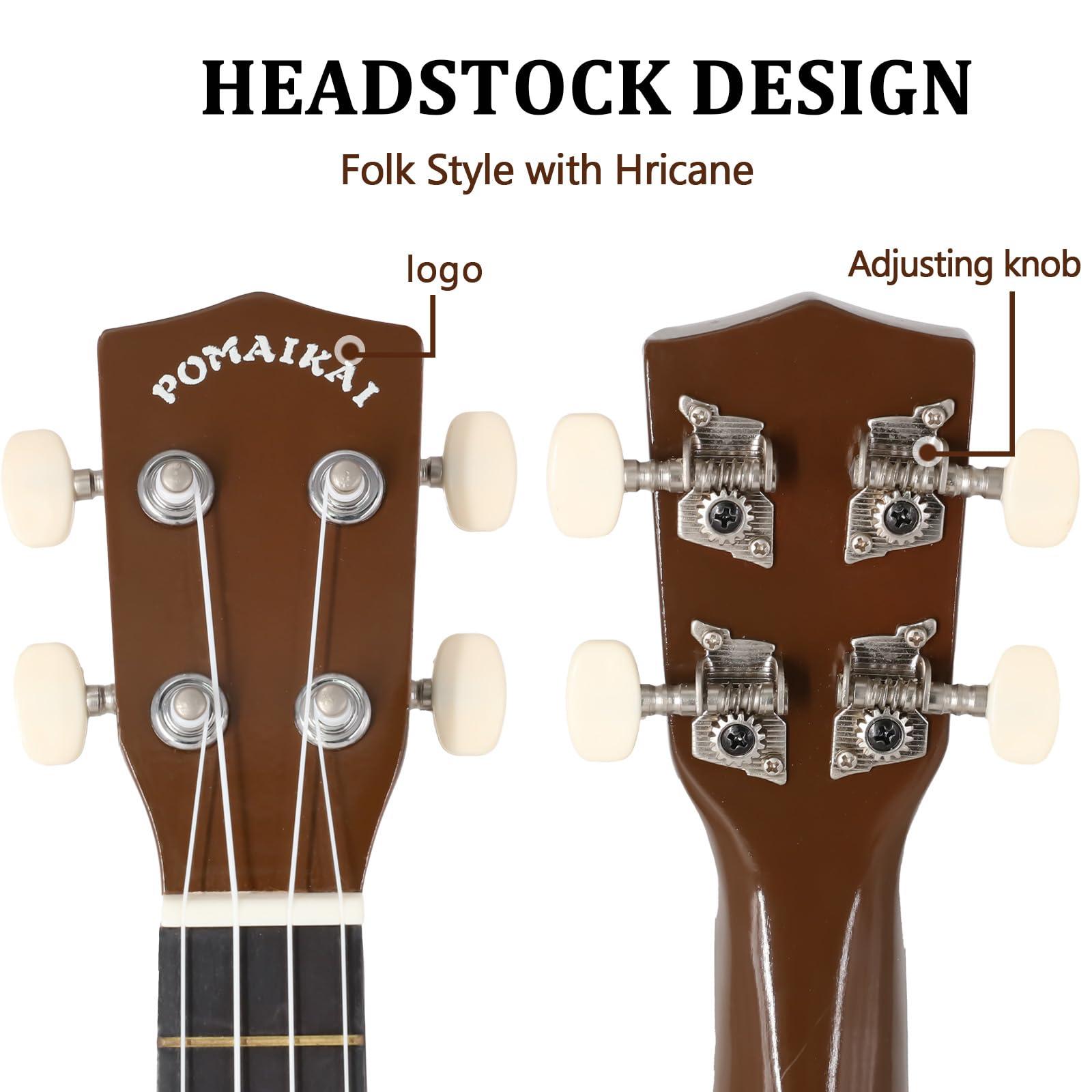 POMAIKAI Soprano Wood Ukulele Starter Ukelele Hawaii Guitar 21 Inch for Beginners and Students(Brown) - Image 7