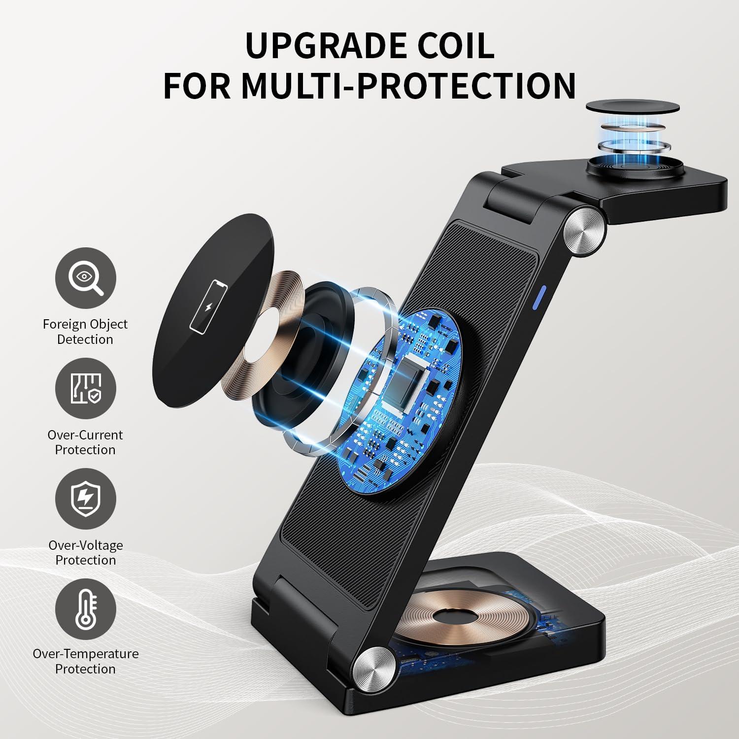 2025 Traveling Wireless Mag-Safe Fast Charging Station,Magnetic 3 in 1 Charger with Light for iPhone 16 15 14 13 12 Pro Max Plus,Apple Watch Series & Air pods 4 3 2 Pro-Gifts for Wife & Husband - Image 7