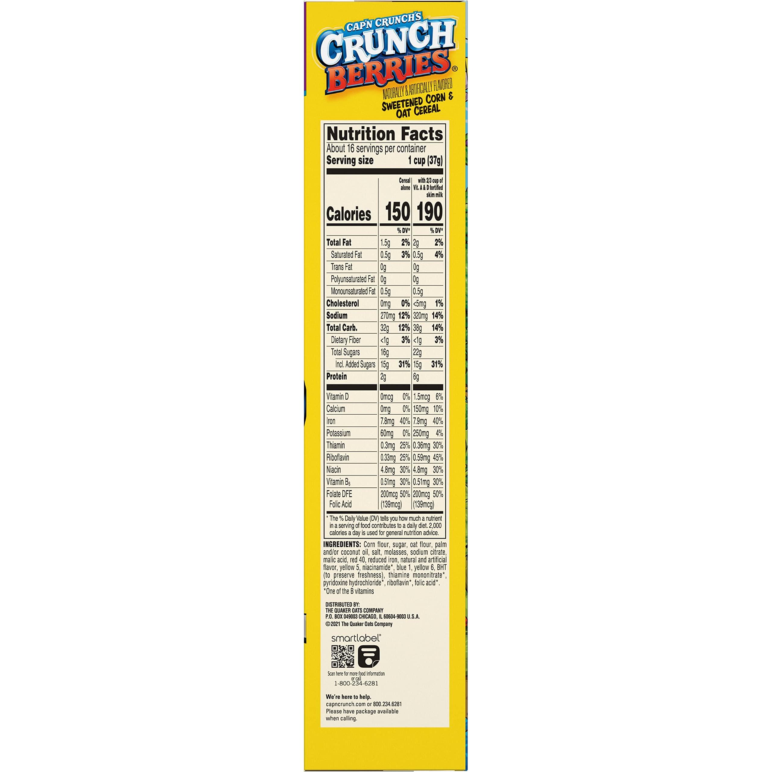 Cap'n Crunch Cereal, Crunch Berries, 20.5oz Box - Image 2