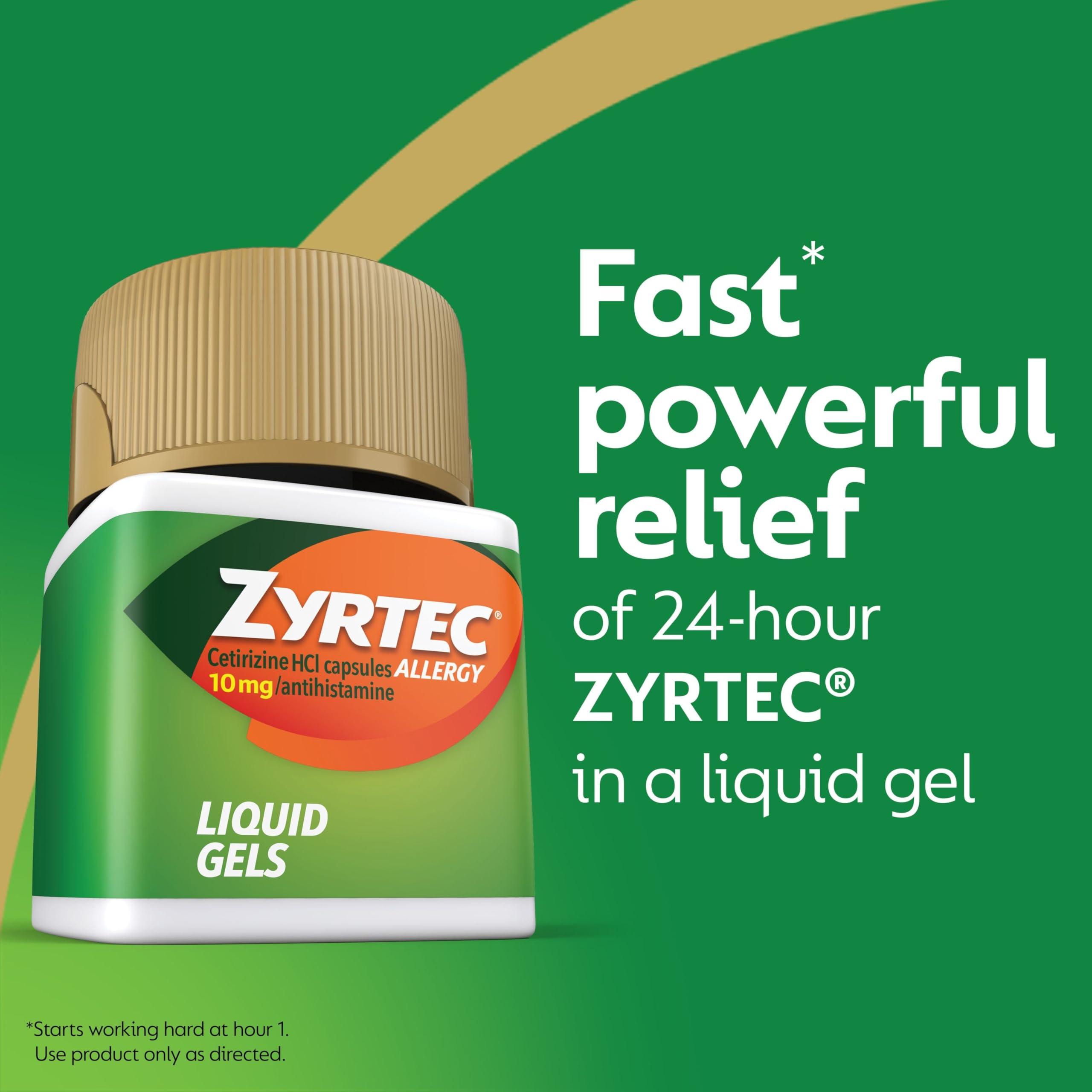 Zyrtec 24 Hour Allergy Relief Liquid Gels, Antihistamine Capsules with Cetirizine HCl Allergy Medicine for All-Day Relief from Runny Nose, Sneezing, Itchy Eyes & More, 40 Count - Image 3