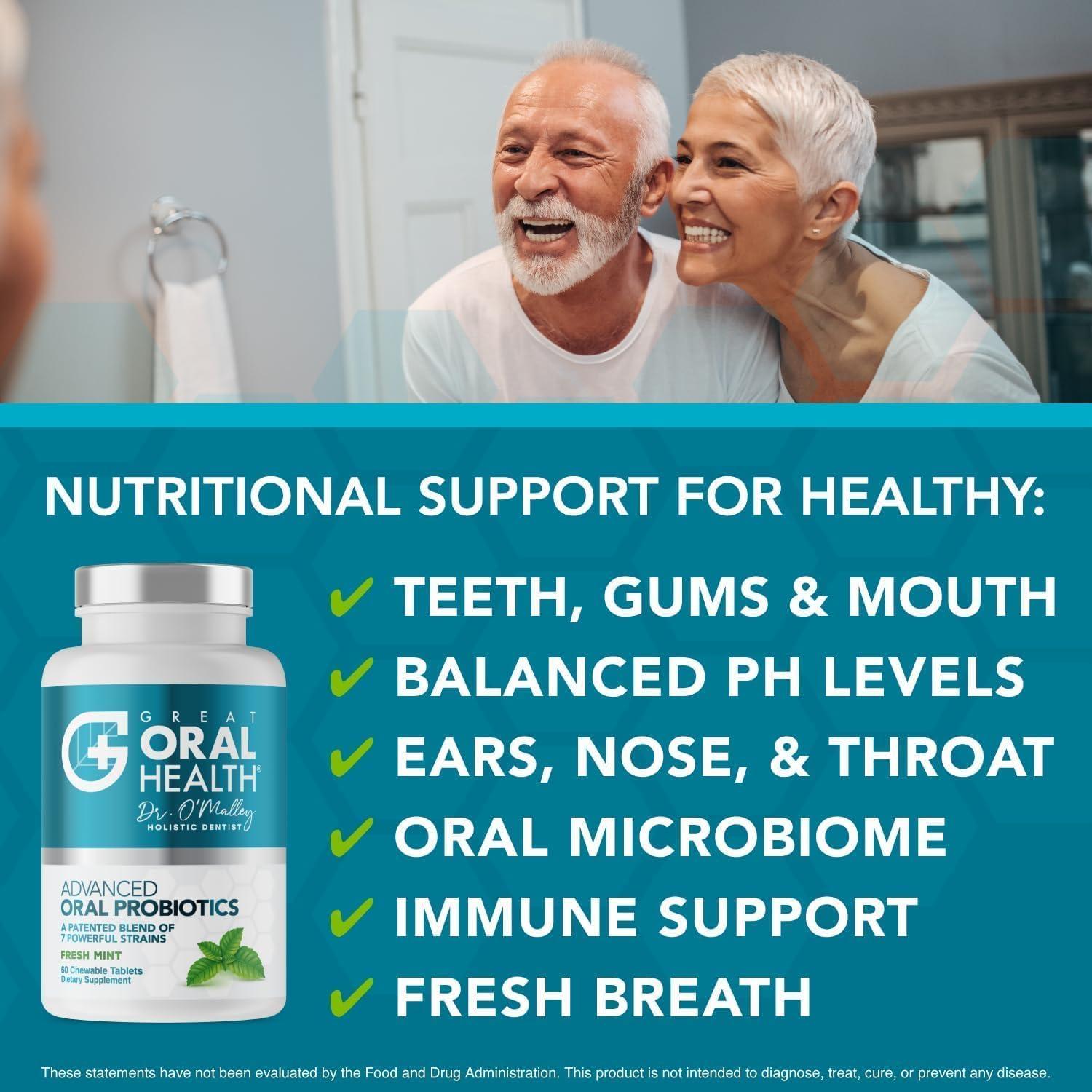 Oral Probiotics for Mouth Bad Breath Treatment for Adults; Dentist Formulated Dental Probiotics for Teeth and Gums Health & Chronic Halitosis with BLIS K12 M18, 60 Chewable Oral Health Tablets Mint - Image 3