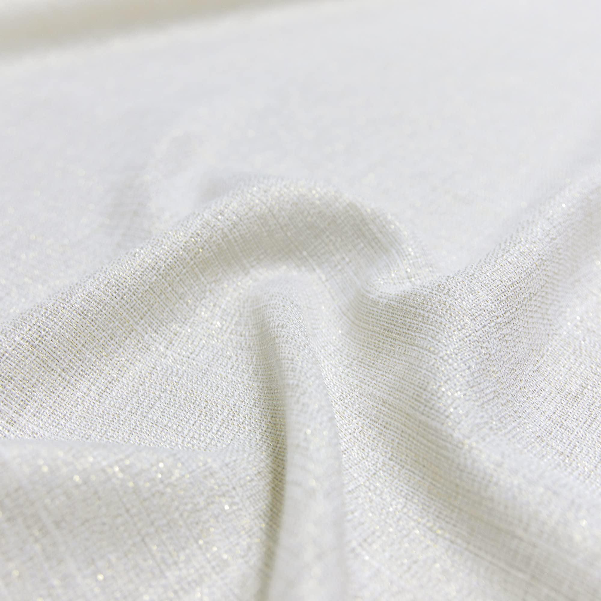 Cream and Gold Curtains 84 inch Length for Living Room 2 Panel Set Grommet Semi Sheer Sparkle Shimmer Shiny Glitter Metallic Gold Ivory Curtain for Bedroom Fancy Modern Luxury Decorative 84 Long Beige - Image 8