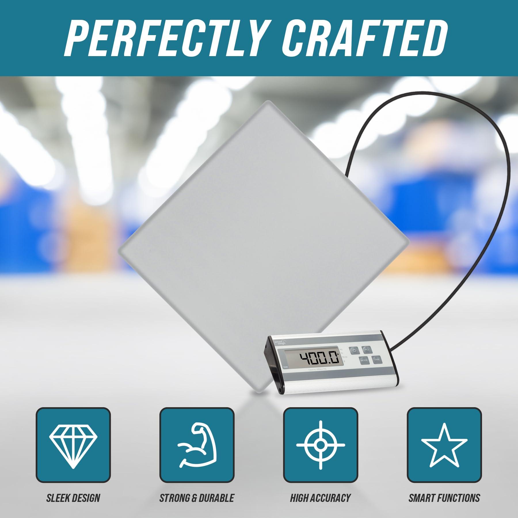Smart Weigh 440lbs x 6 oz. Digital Heavy Duty Shipping and Postal Scale, with Durable Stainless Steel Large Platform, UPS USPS Post Office Postal Scale and Luggage Scale - Image 4