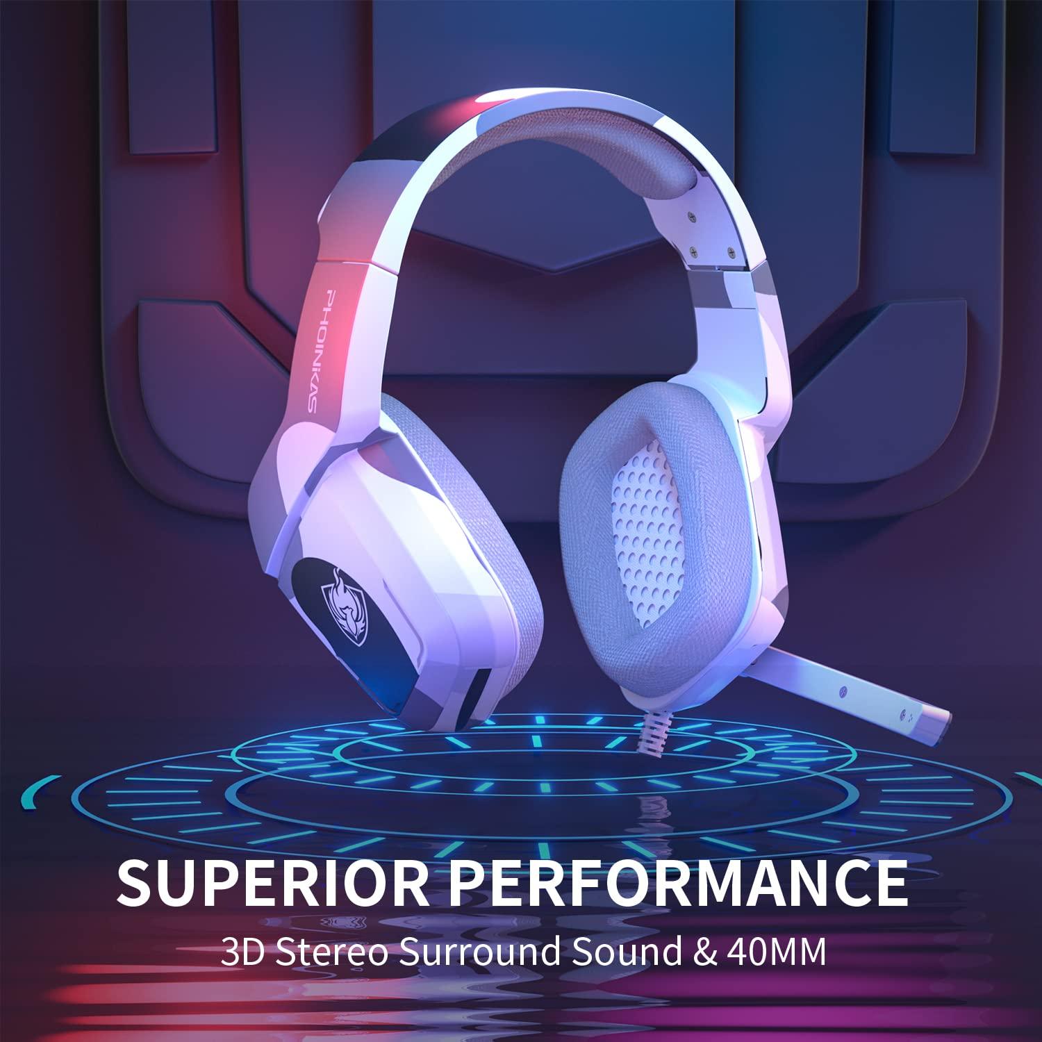 PHOINIKAS Gaming Headset for PS4, Xbox One, PC, Laptop, Mac, Nintendo Switch, 3.5MM PS4 Stereo Headset Over Ear Headphones with Noise-Cancelling Mic, Bass Surround - Camo - Image 7