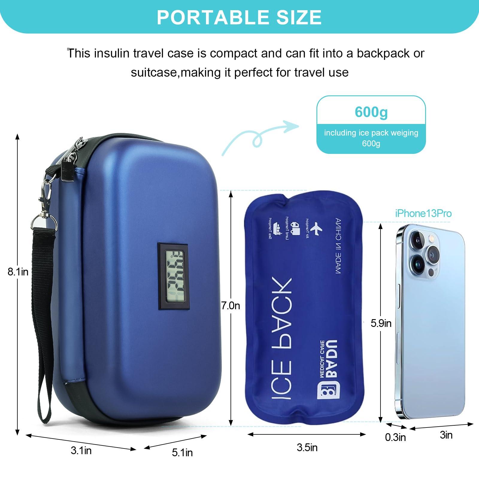 Gosemai Insulin Cooler Travel Case TSA Approved Medication Diabetic Cooler for Travel with Temperature Display Refrigerated Medicine Organizer Bag with 2 Ice Pack - Image 3