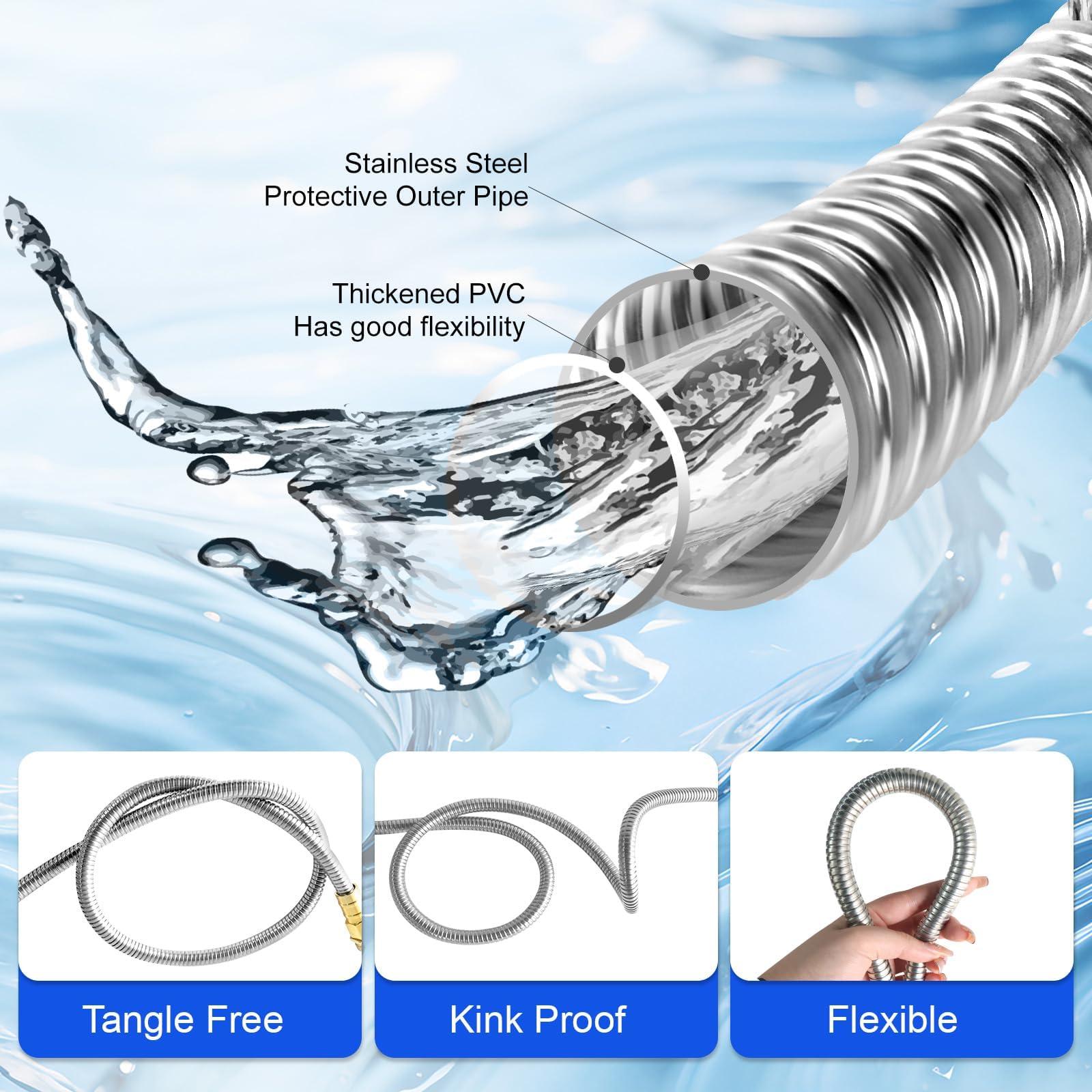 Holldoor Metal Garden Hose 50 ft – 304 Stainless Steel Water Hose with Nozzle Sprayer, Garden Hoses Flexible, Lightweight, No Kink, Heavy Duty for Outdoor (50 ft) - Image 3
