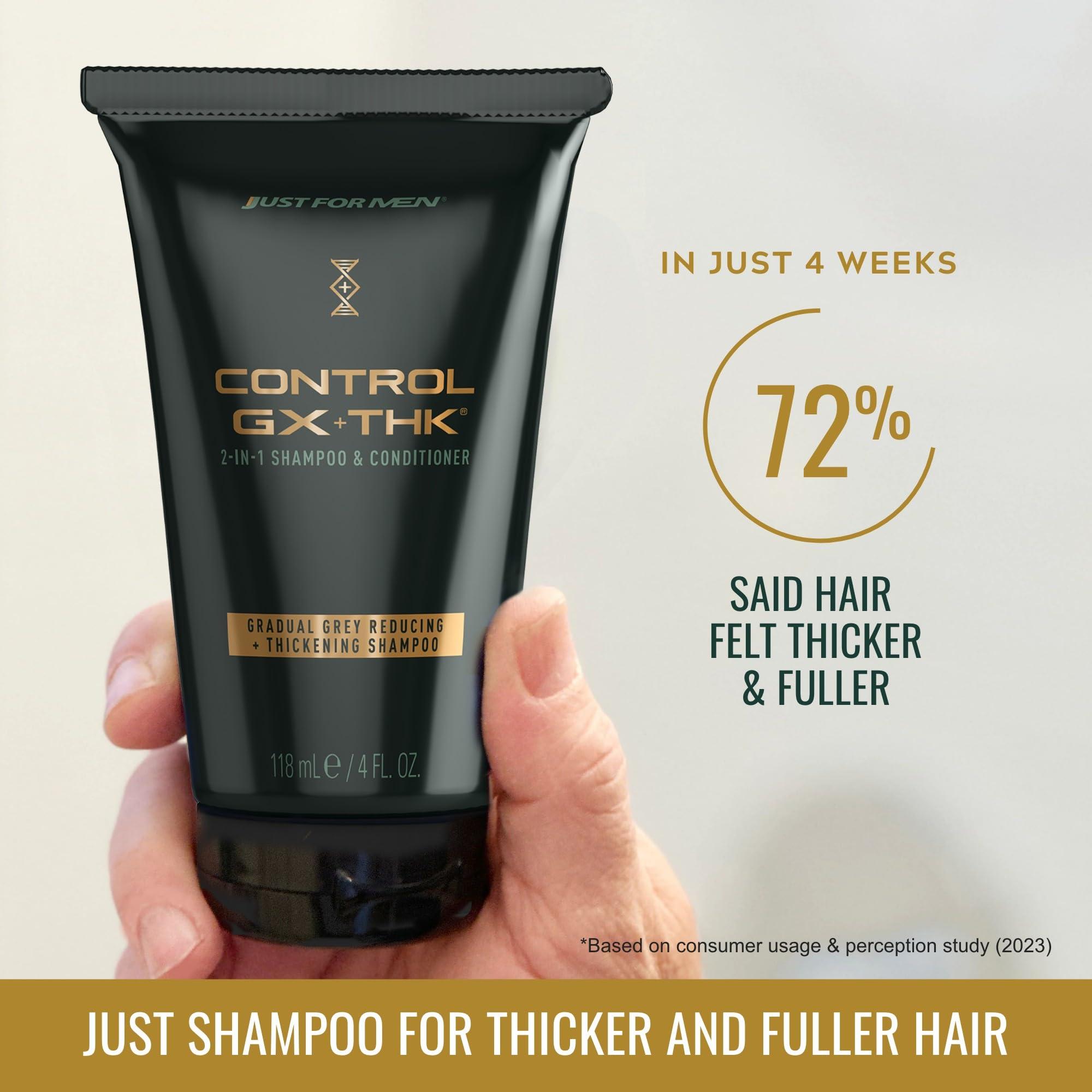 Just for Men Control GX + THK Thickening Shampoo and Conditioner with Grey Reduction, Shampoo for Thinning Hair with Alpha Keratin, Thickens Hair Up to 20%, Works with Every Hair Texture, 4 oz - Image 2