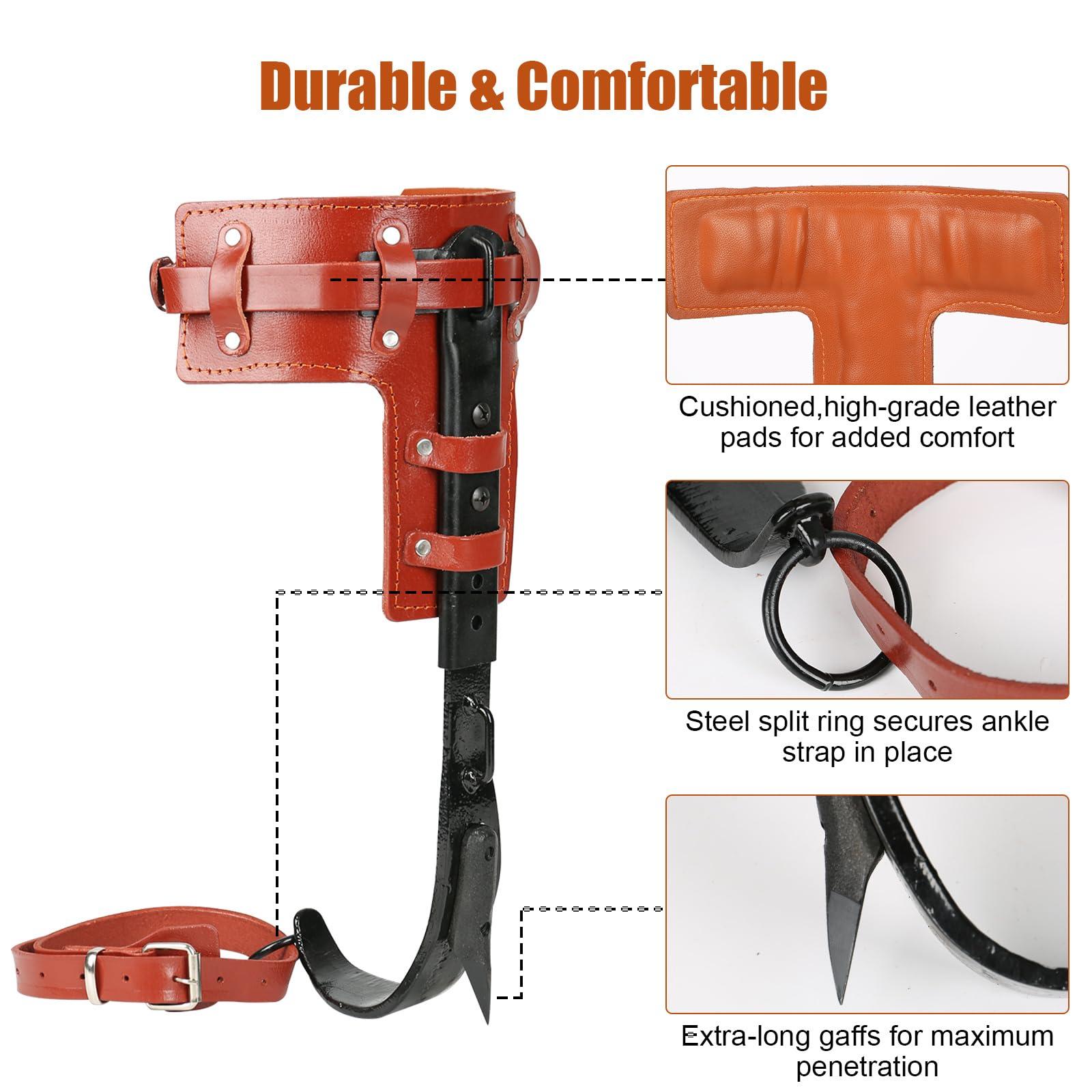 Fepinc Tree Climbing Spike Set, Climbing Step Gear with Wire-Core Flip Line Kit and Climbing Seat Belt, Adjustable Tree Spikes Arborist Climbing Equipment - Image 2