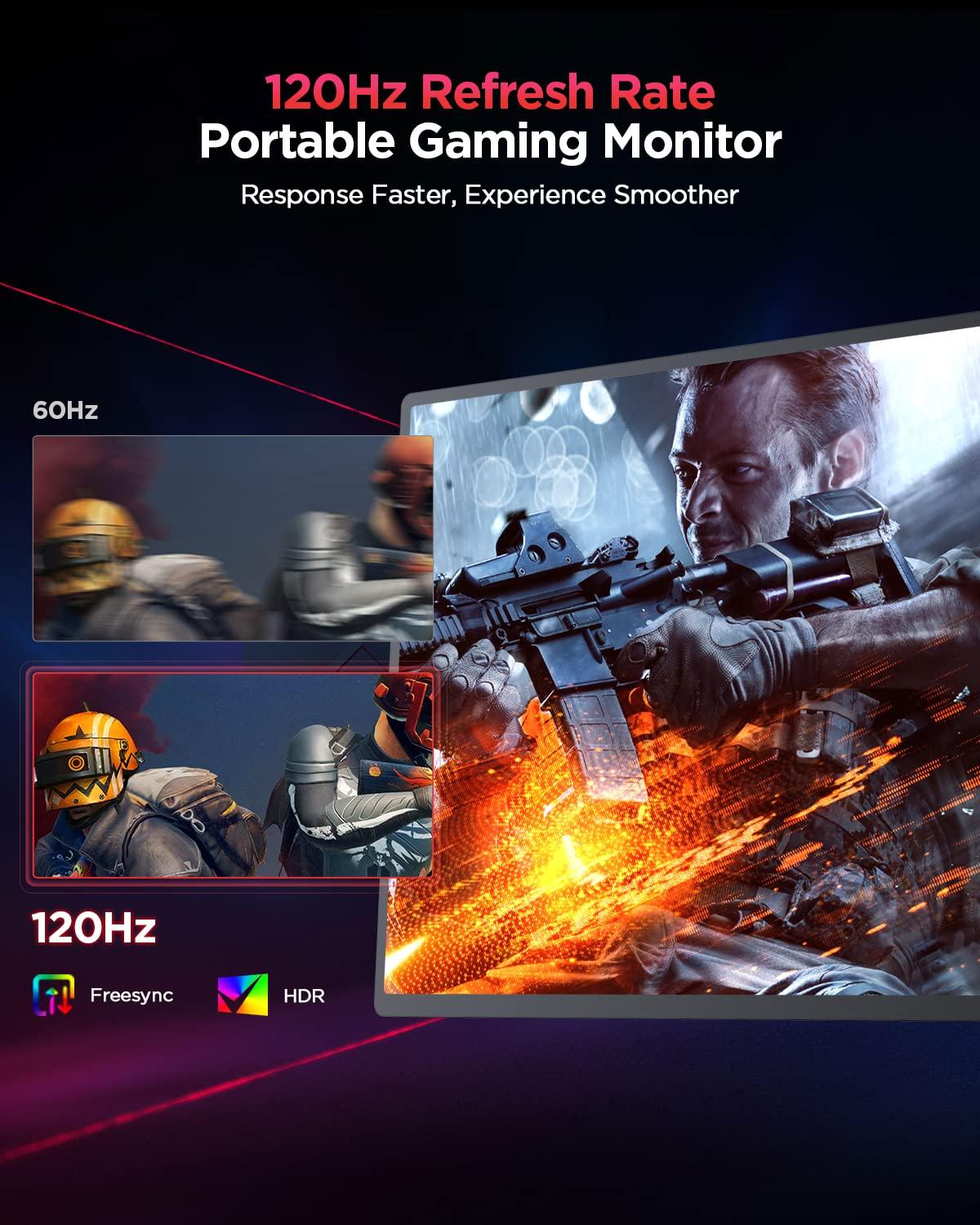 UPERFECT 2K 120Hz Portable Gaming Monitor, 16" 2560x1600 QHD 16:10 400 Nits 10 Bits Portable Monitor for Laptop w/VESA & Cover HDR FreeSync Eye Care External Second Screen for PC Phone Game Console - Image 3