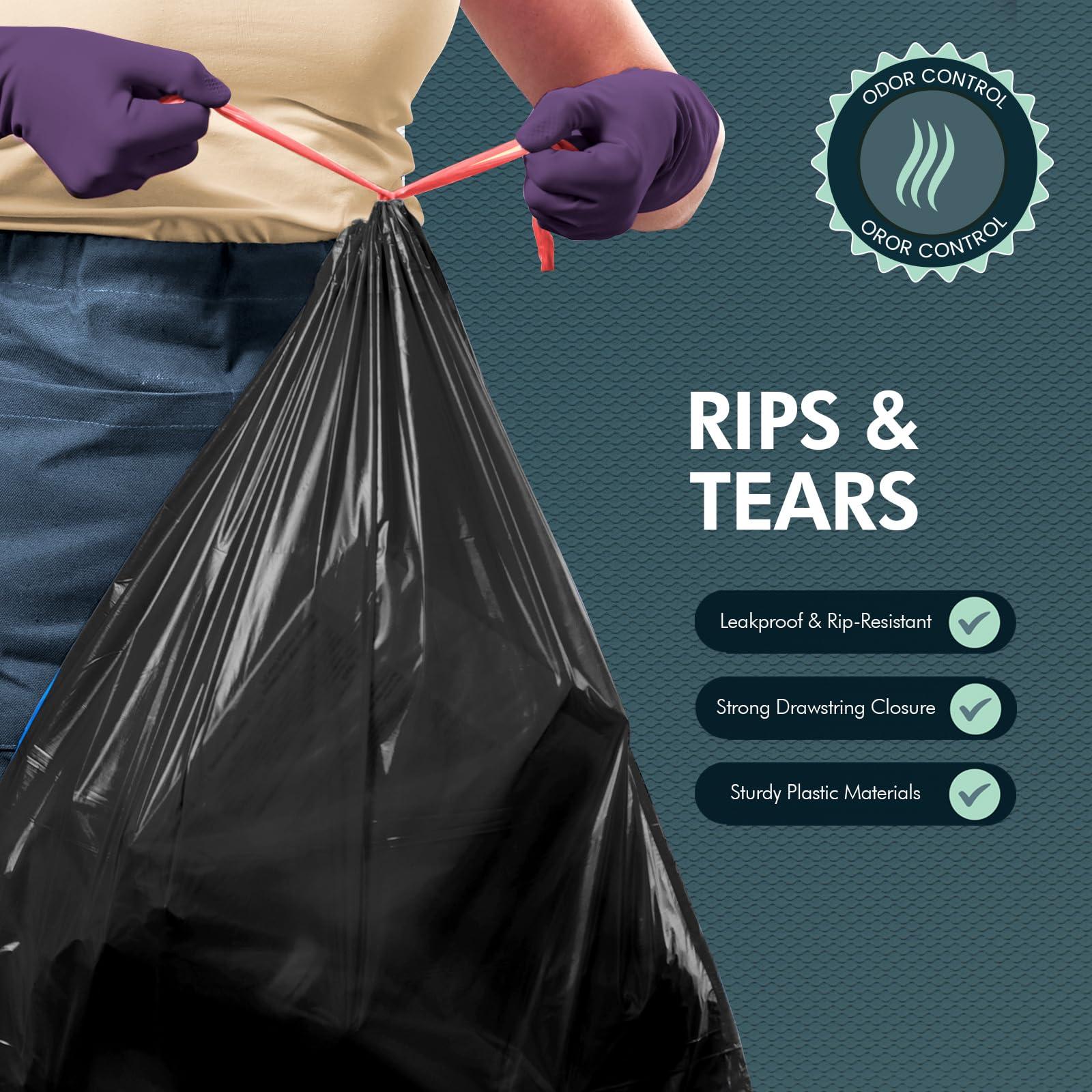 PAMI Tall 13-Gallon Kitchen Drawstring Trash Bags [80-Pack, Black] - Extra-Strong Plastic Garbage Bags- Thick Trash Can Liners For Kitchen, Bathroom & Outdoor Bins- 2ft x2ft Unscented Trash Bags - Image 4
