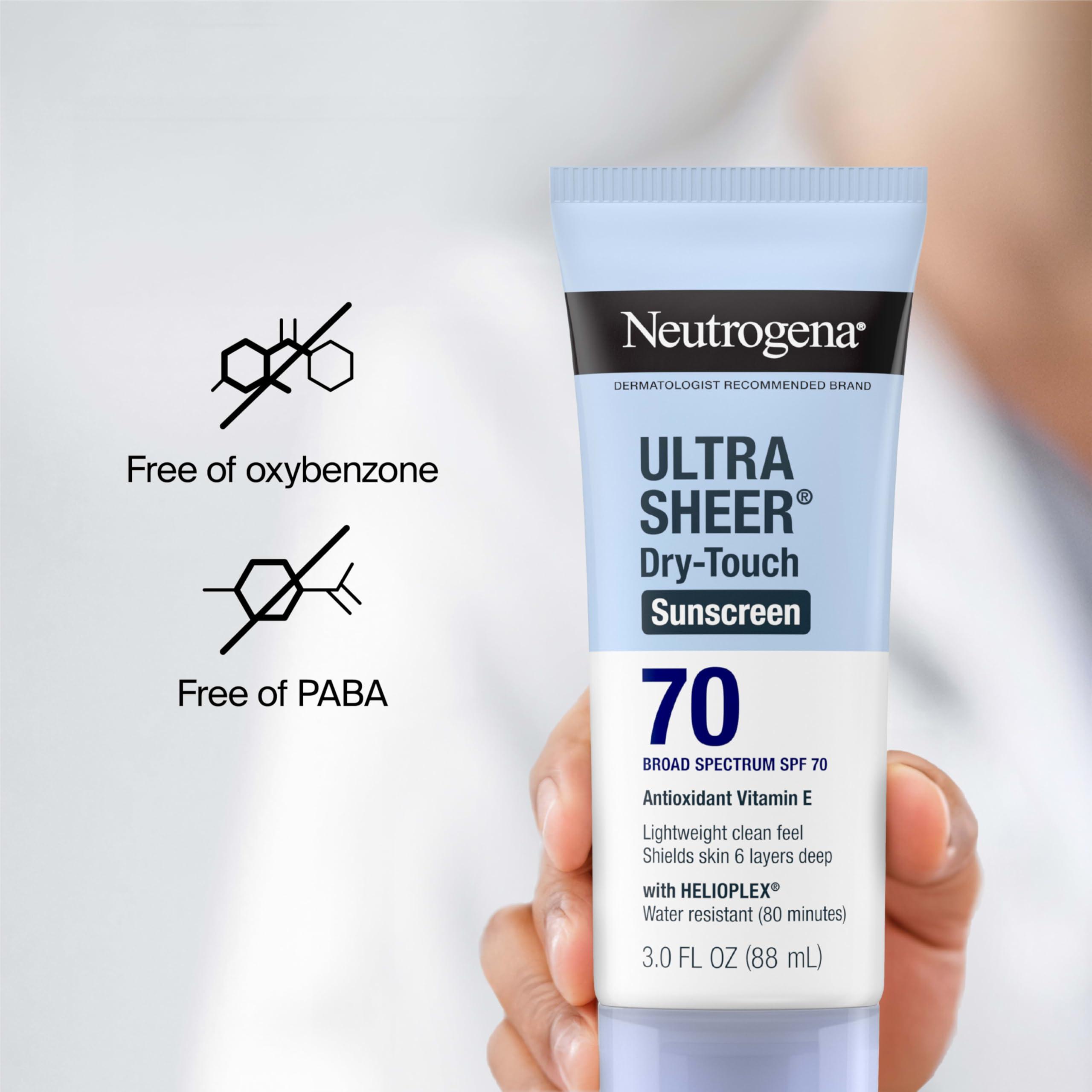 Neutrogena Ultra Sheer Dry-Touch Water Resistant and Non-Greasy Sunscreen Lotion with Broad Spectrum SPF 70, 3 Fl Oz (Pack of 1) - Image 7