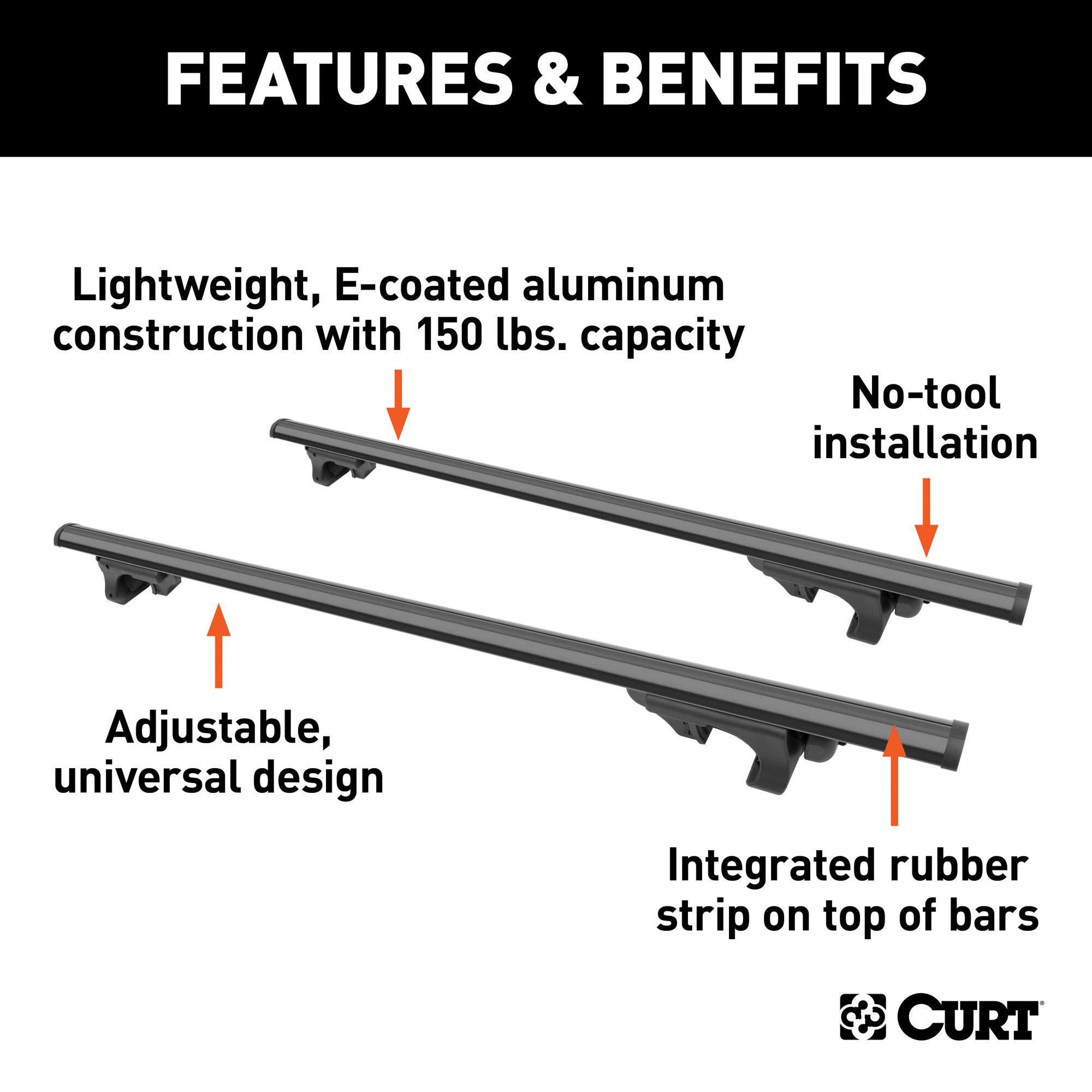 CURT 18118 Universal 53-3/8-Inch Black Aluminum Roof Rack Cross Bars, 2-Pack - Image 3