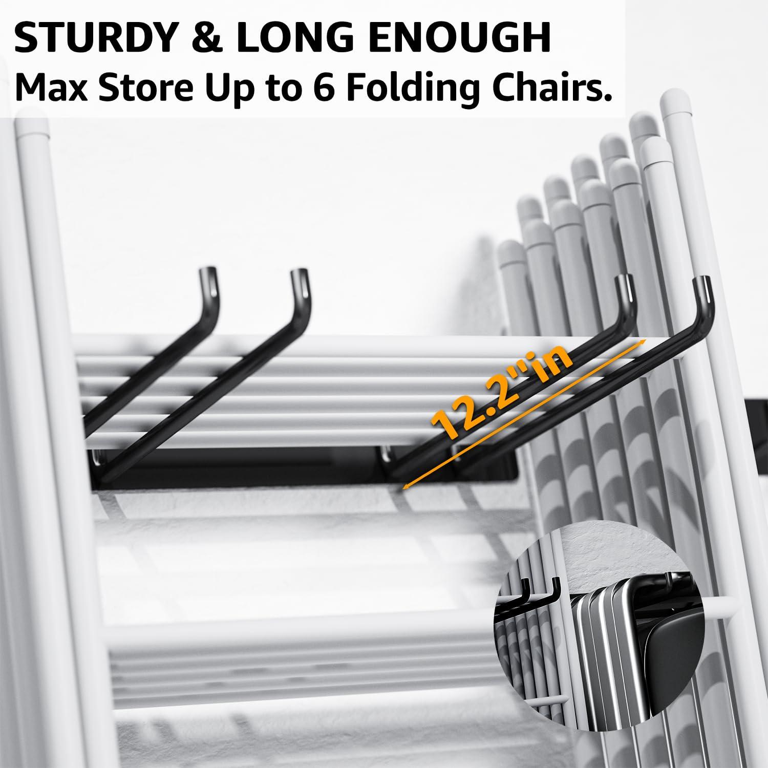 YYR Folding Chair Storage Rack, Garden Tool & Foldable Chairs Organizer Hangers for Garage Organization, Lawn, Beach, Camping, Yard Chairs Hooks Wall Mount, Soild Metal Max Load 480 LBS - 4 Pack - Image 5