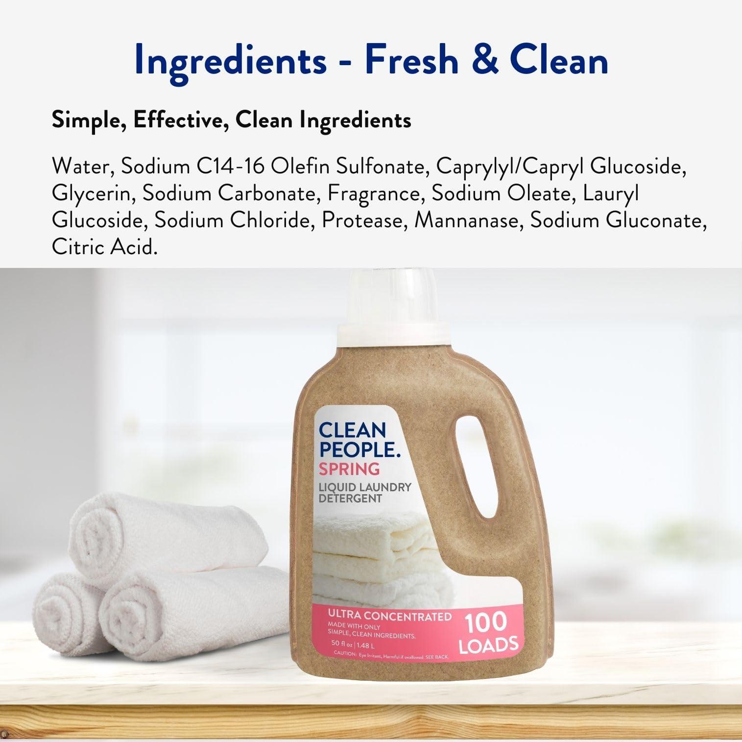 The Clean People Liquid Laundry Detergent - Recyclable Packaging, Stain Fighting - Ultra Concentrated, Laundry Soap - Spring Scent, 50 fl oz - Image 6
