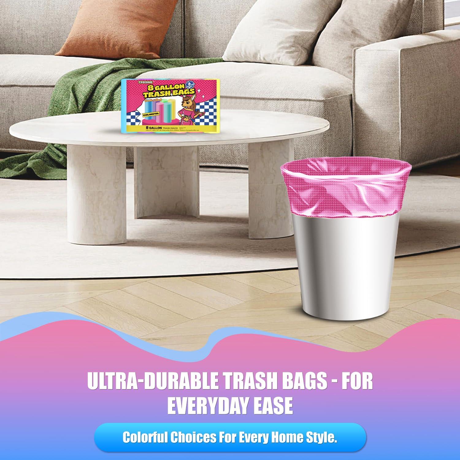 T.FORING 8 Gallon Trash Bags Colored - 150 Count Medium Garbage Bags Unscented, 30 Liter Thick Trash Can Liners, Plastic Wastebasket Liners for Home Kitchen Bathroom - Image 5