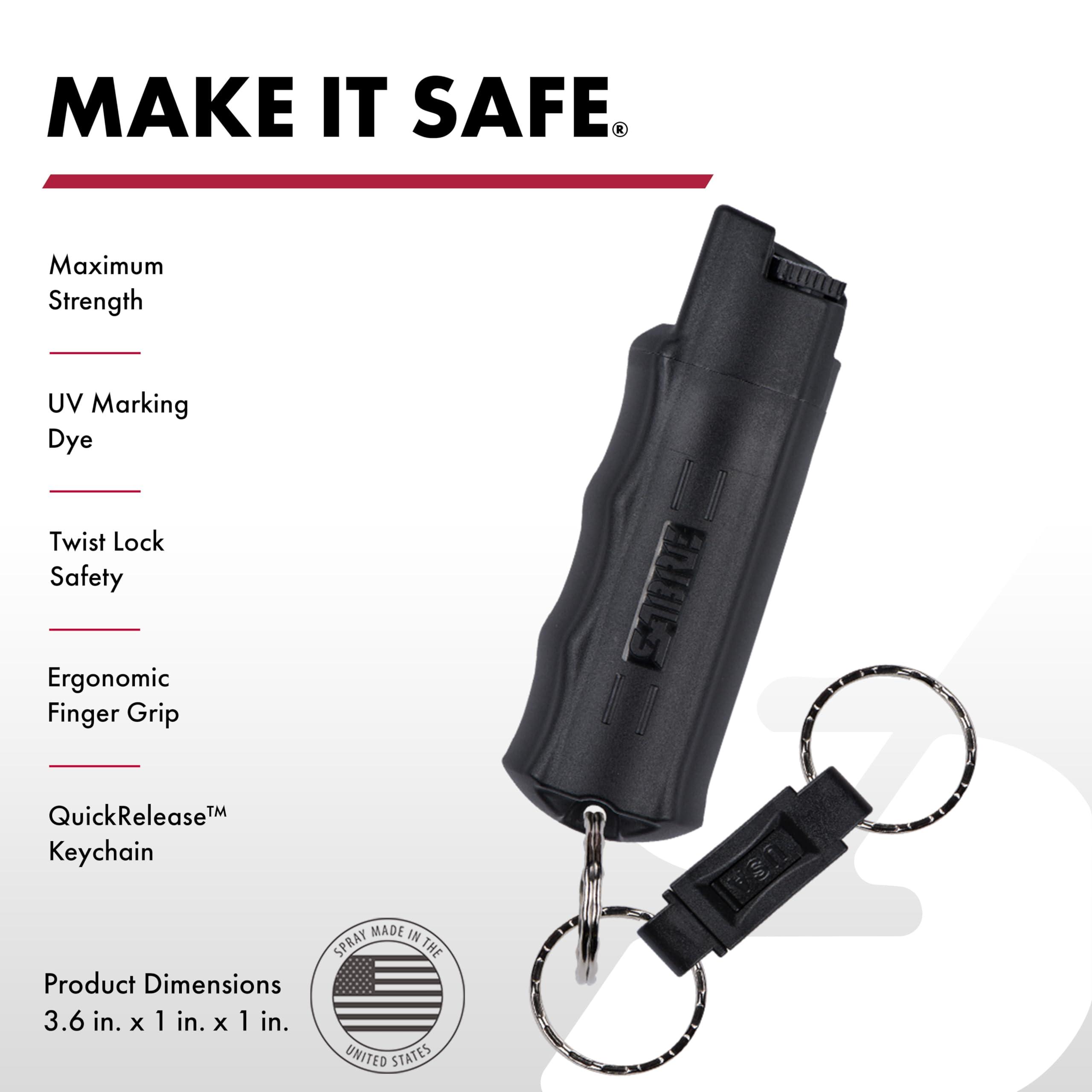 SABRE Pepper Spray, Quick Release Keychain for Easy Carry and Fast Access, Finger Grip for More Accurate and Faster Aim, Maximum Police Strength OC Spray, 0.54 fl oz, Secure and Easy to Use Safety - Image 2