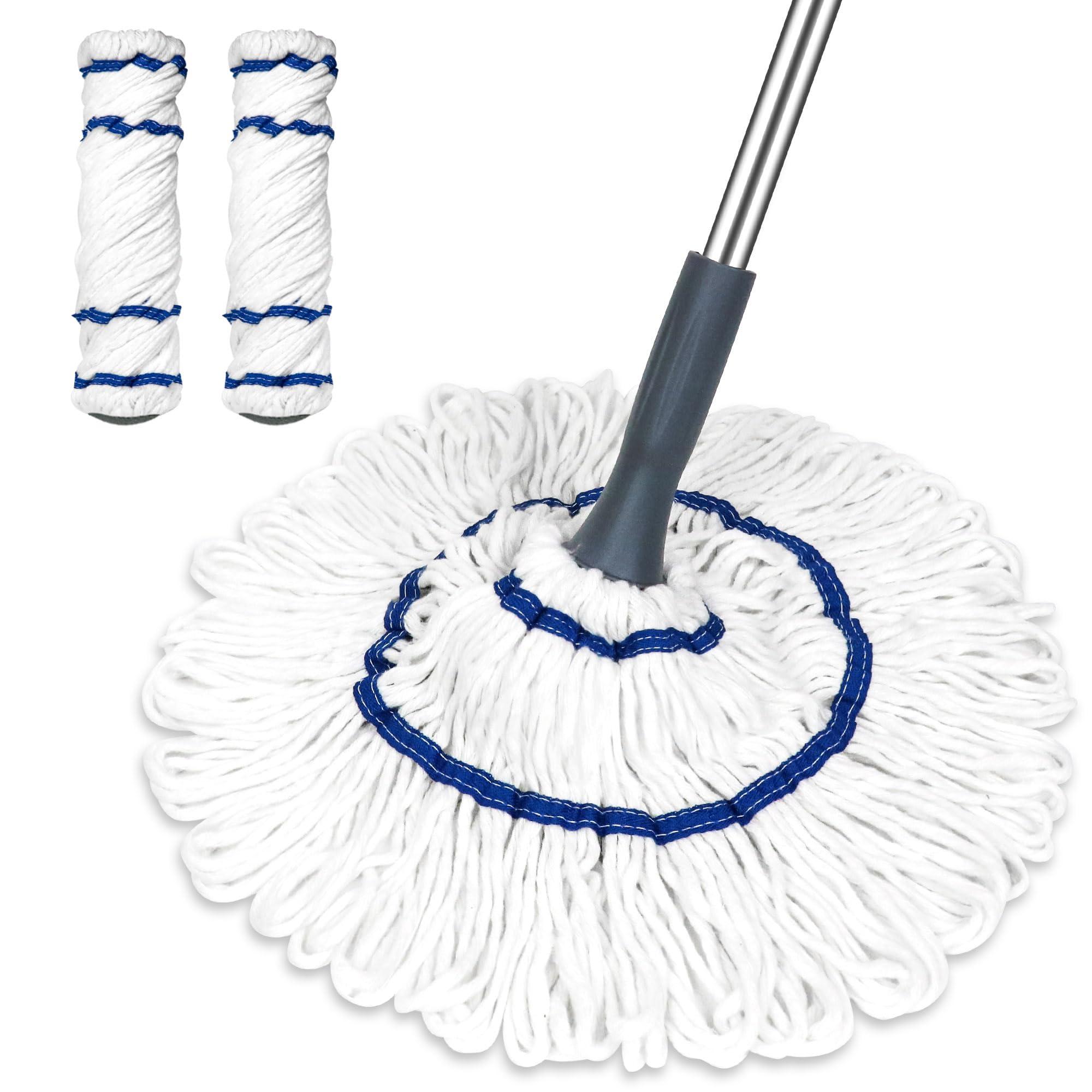 Silkyhose Self-Wringing Twist Mop Cotton Rotating Dry & Wet Mops with 2 Reusable Heads for Floor Cleaning Kitchen Bathroom Hardwood Vinyl Tile Laminate Household Office (White Style 2) - Image 1