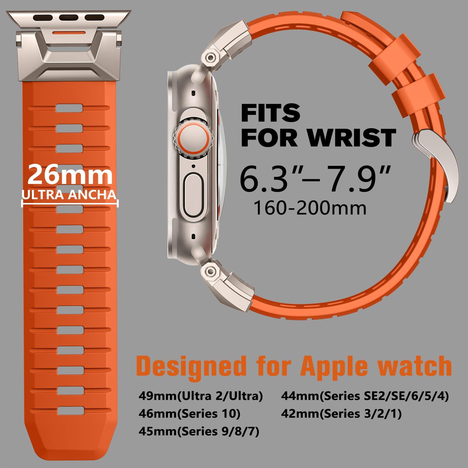 Bandletic R-Steel FKM Band + Sport Rugged Band Compatible with Apple Watch Ultra 2/Ultra Band 49mm - Waterproof Strap for for iWatch Series SE2/SE/10/9/8/7/6/5 46mm 45mm 44mm 42mm (Series 3/2/1) - Image 4