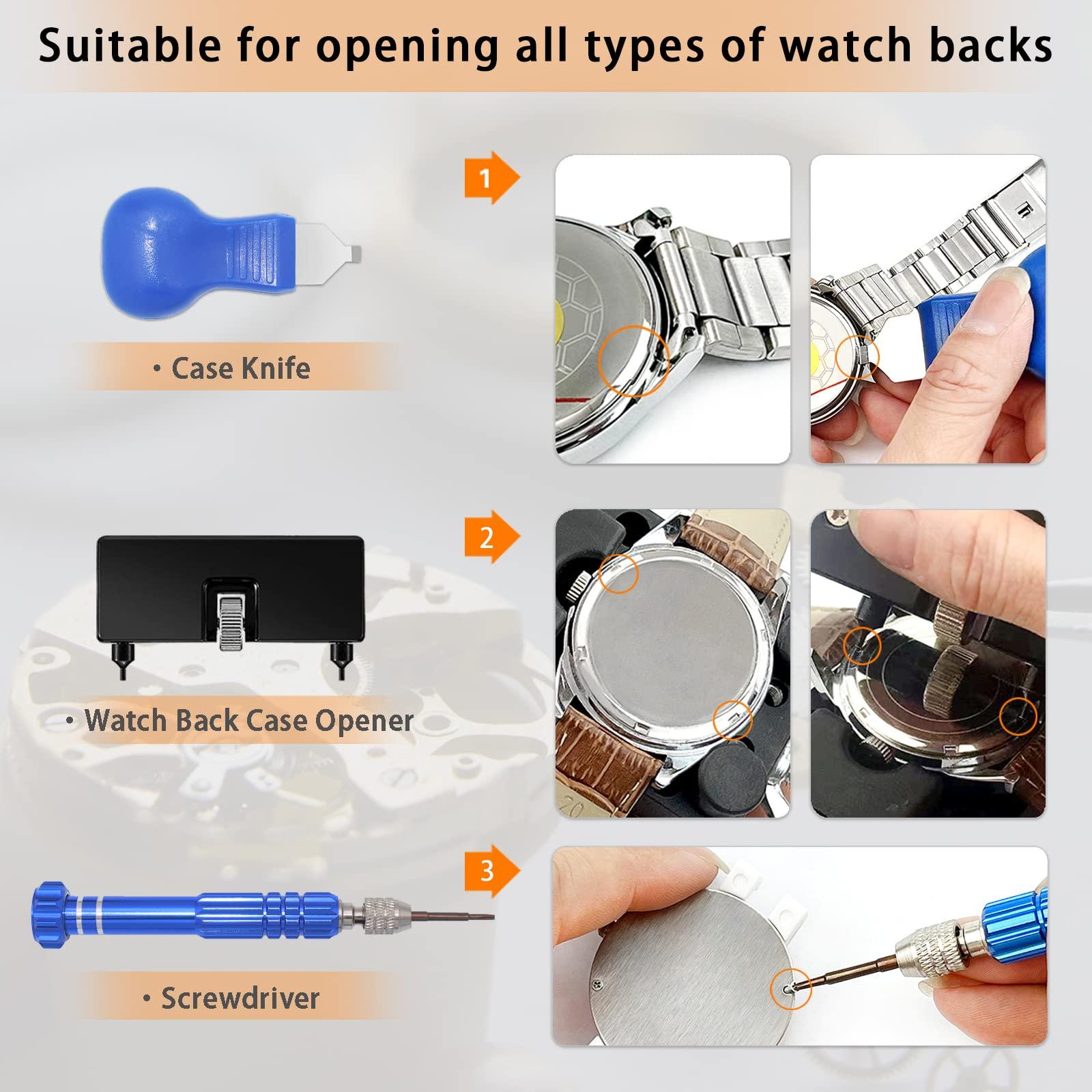 Professional Watch Repair Kit, GLDCAPA Watch Battery Replacement Kit, Watch Repair Tools with Carrying Case, Watch Link Removal Tool Kit, Watch Case Opener, Watch Press Set with 60pcs Watch Battery - Image 2