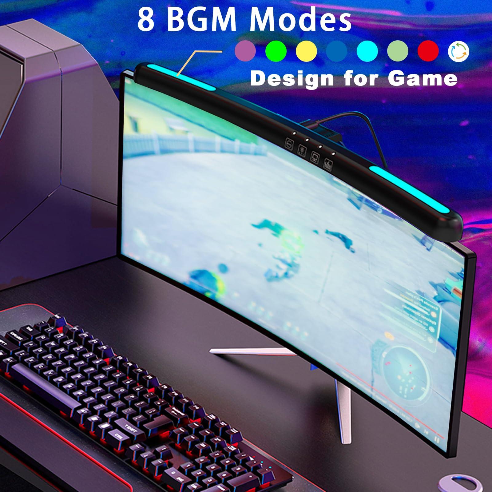 Curved Monitor Light Bar for 24-27 Inch Curved Screens Light Bar with 7 RGB, Stepless Dimming 3 Color Temperatures USB Powered Gaming Computer Light - Image 5