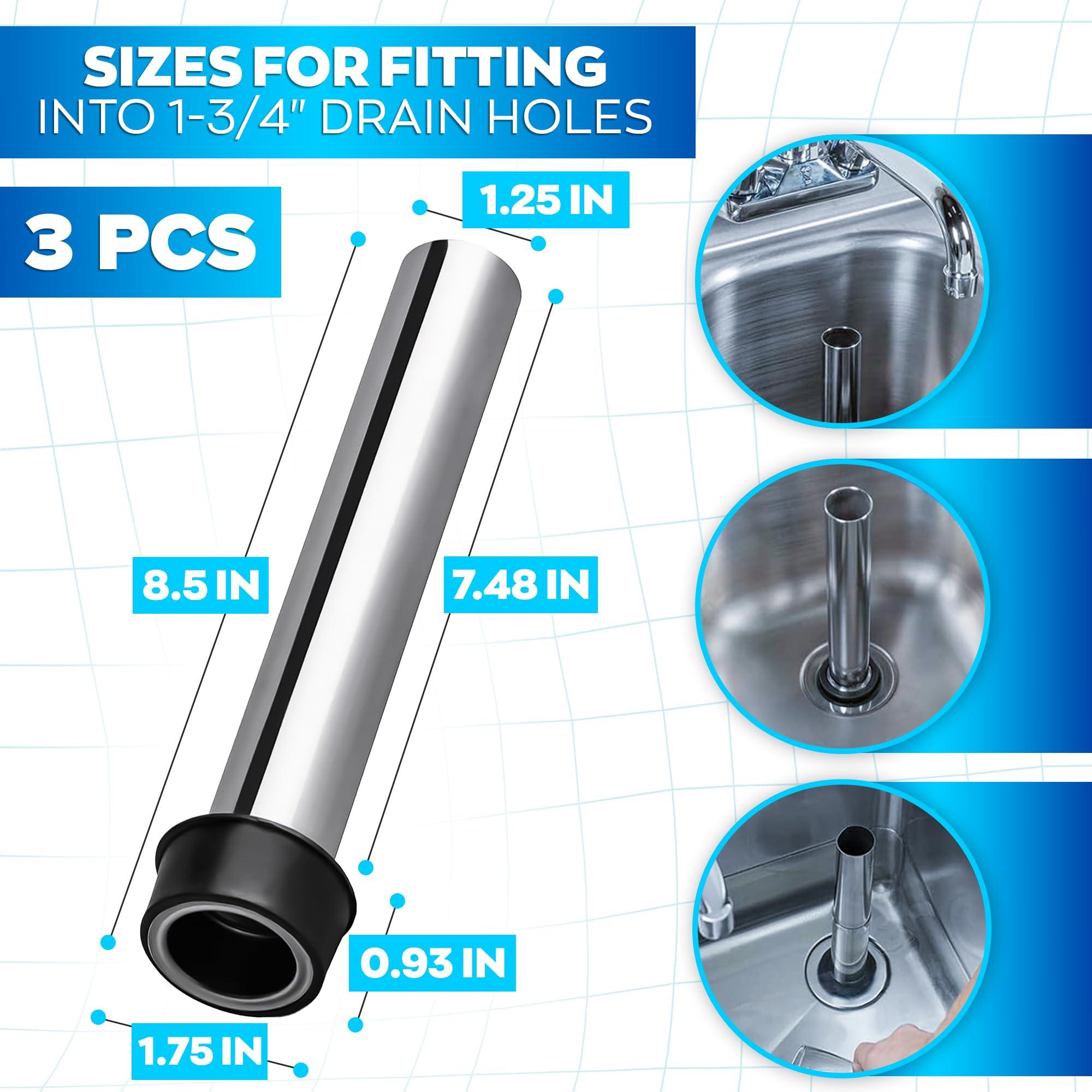 Set of 3 Bar Sink Stopper - 7.48 x 1.75" (LxD) Bar Drain Stopper Pipe for Standard Sinks, Lightweight and Simple to Use, Rust Resistant - Good for Bar and Kitchen, Suitable for Home and Commercial Use - Image 2