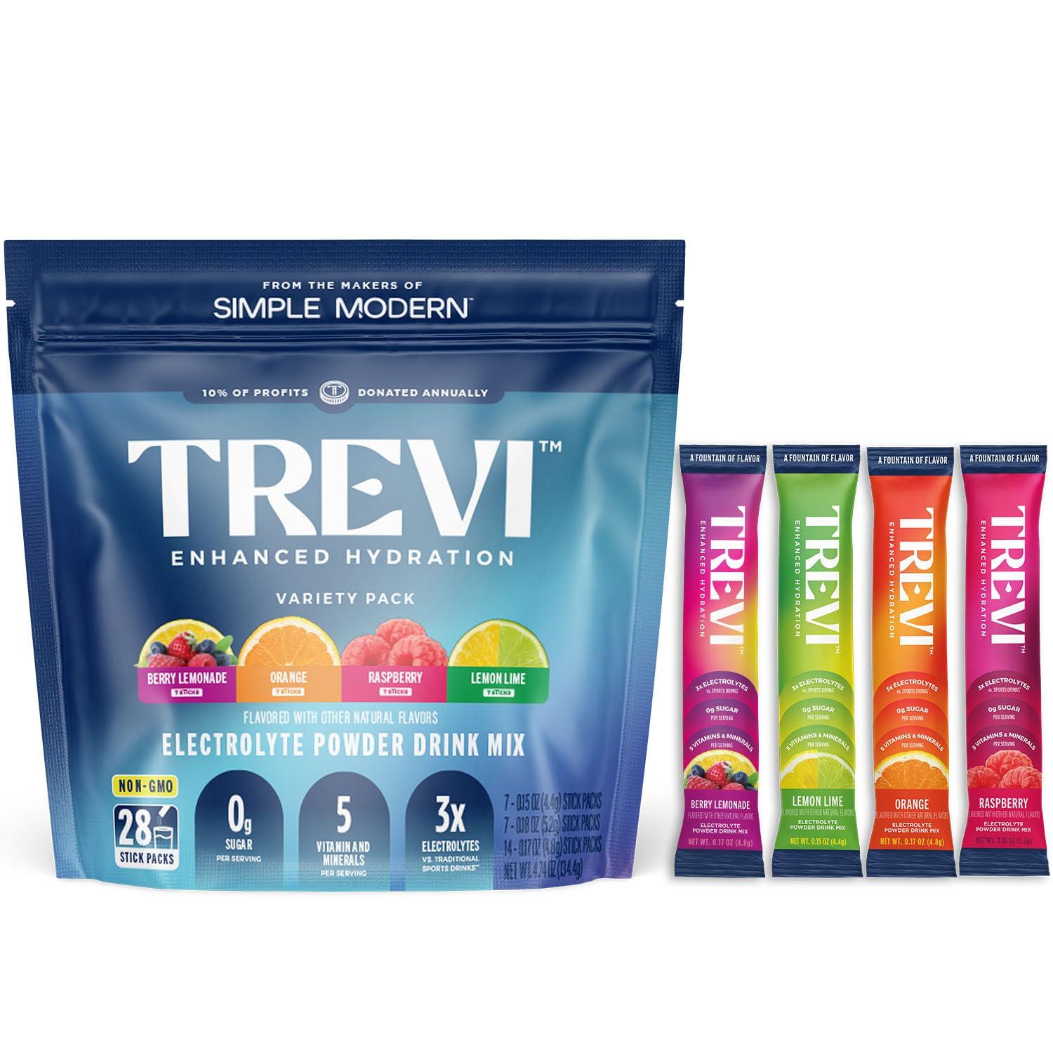 Trevi™ Sugar Free Electrolytes - Drink Mix Hydration Powder Packets - 28 Count - Variety Pack 1