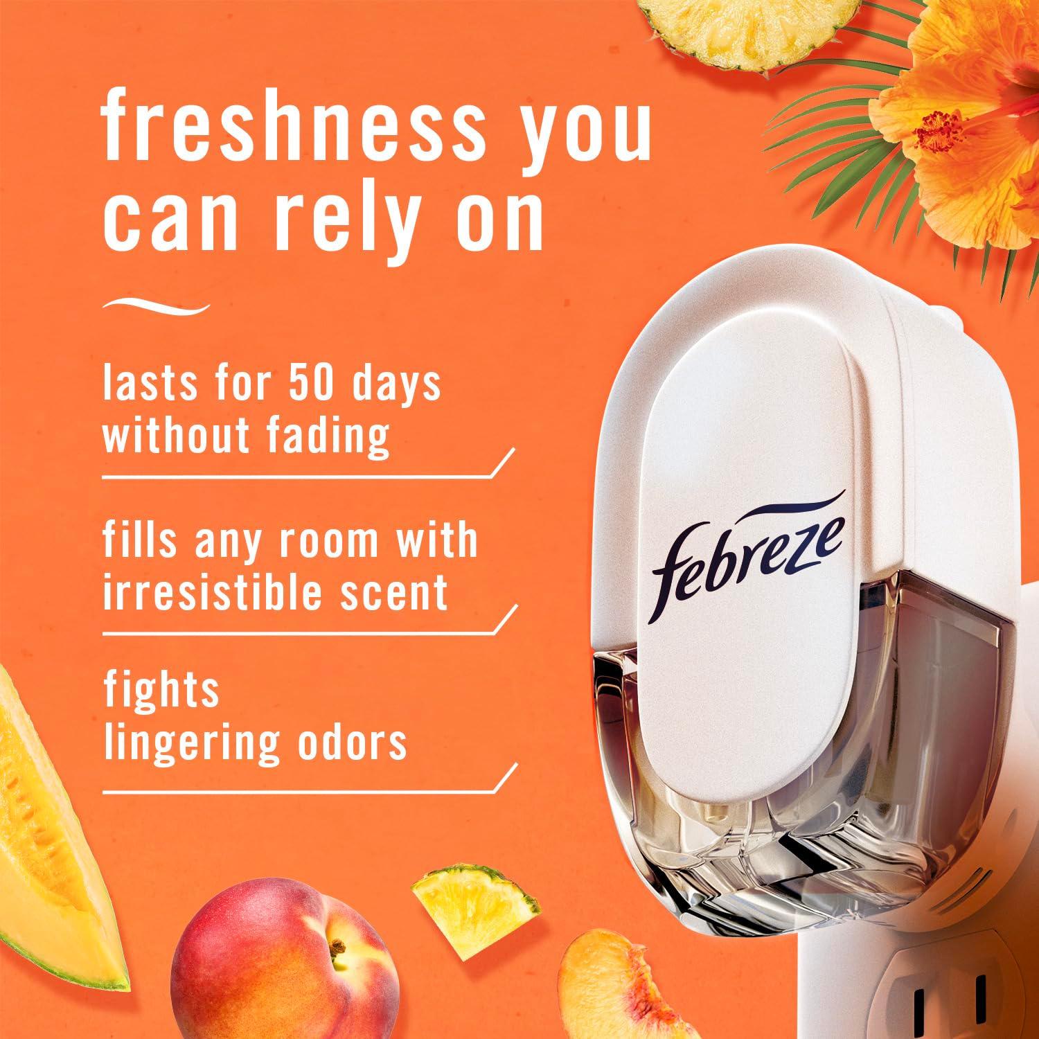 Febreze Plug In Air Freshener, Odor-Fighting Scented Oil Refill, Air Fresheners for Home and Bathroom and Kitchen, Long Lasting for Strong Odors, Hawaiian Aloha Scent, 0.87oz Refills, 3 Count - Image 2